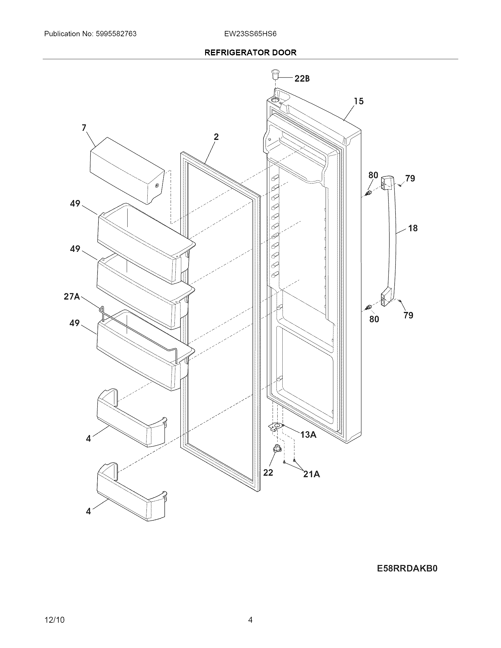 Electrolux EW23SS65HS6 refrigerator door diagram