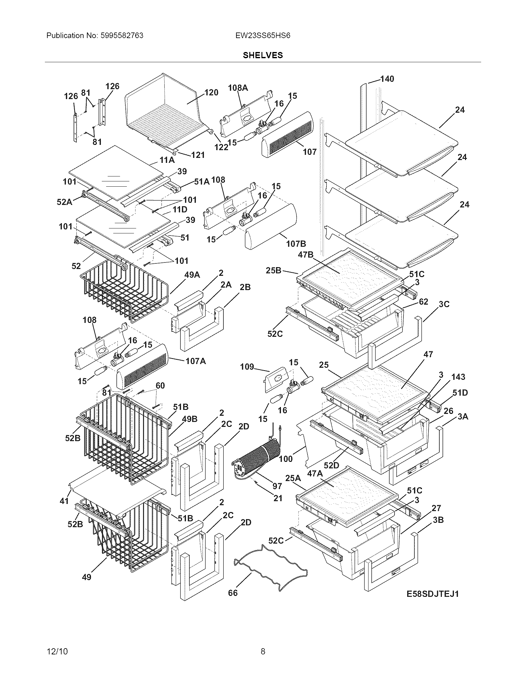 Electrolux EW23SS65HS6 shelves diagram