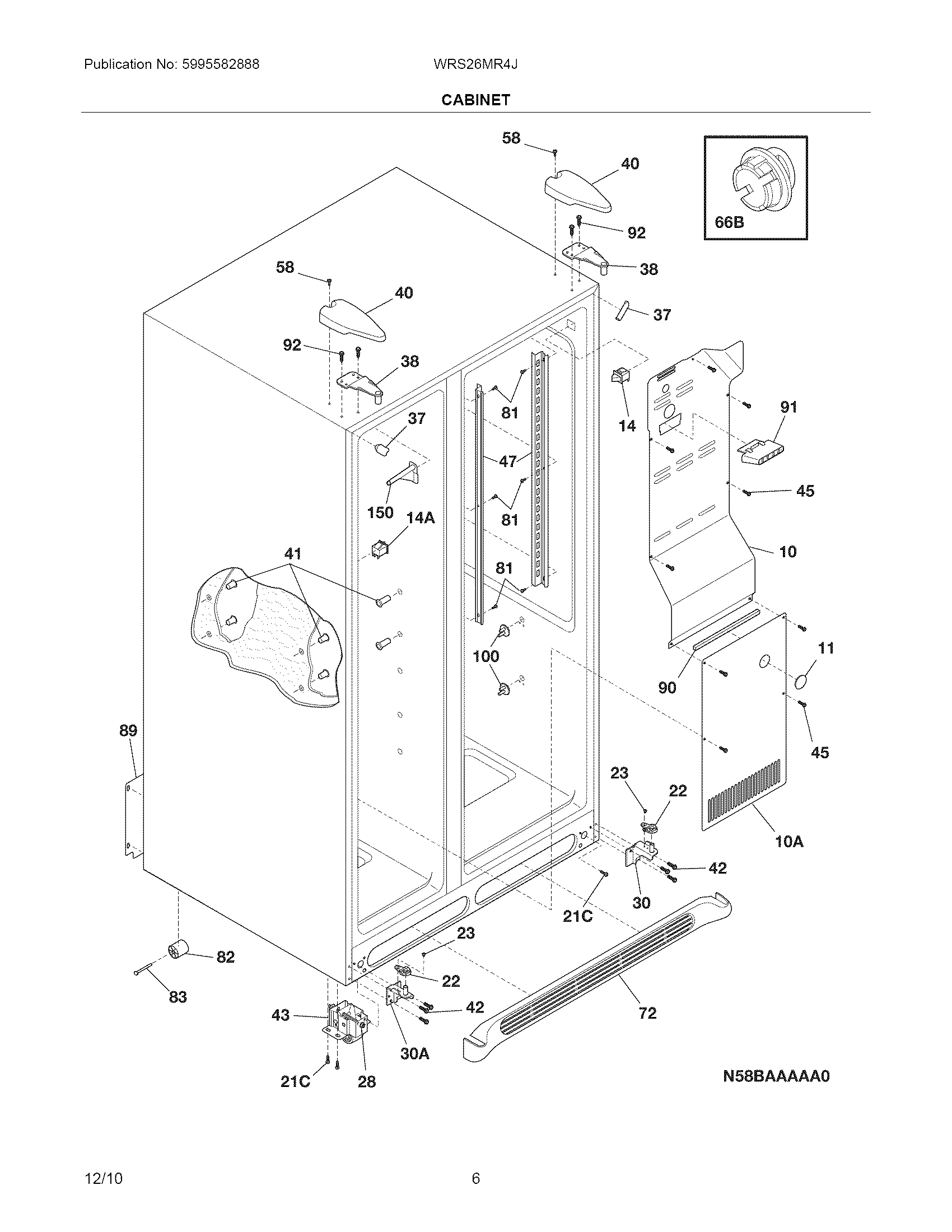 White-Westinghouse WRS26MR4JB6 cabinet diagram