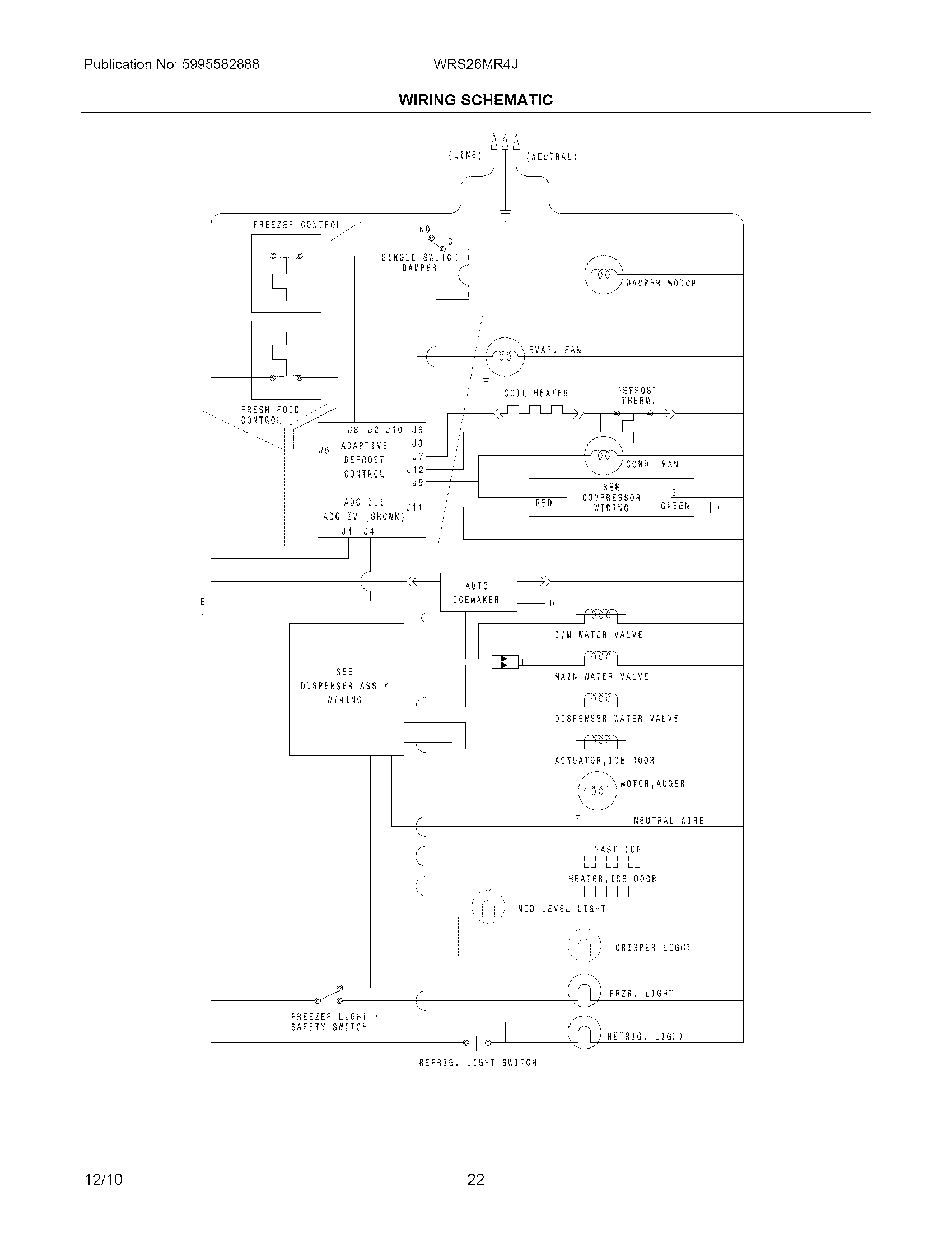 White-Westinghouse WRS26MR4JB6 wiring schematic diagram