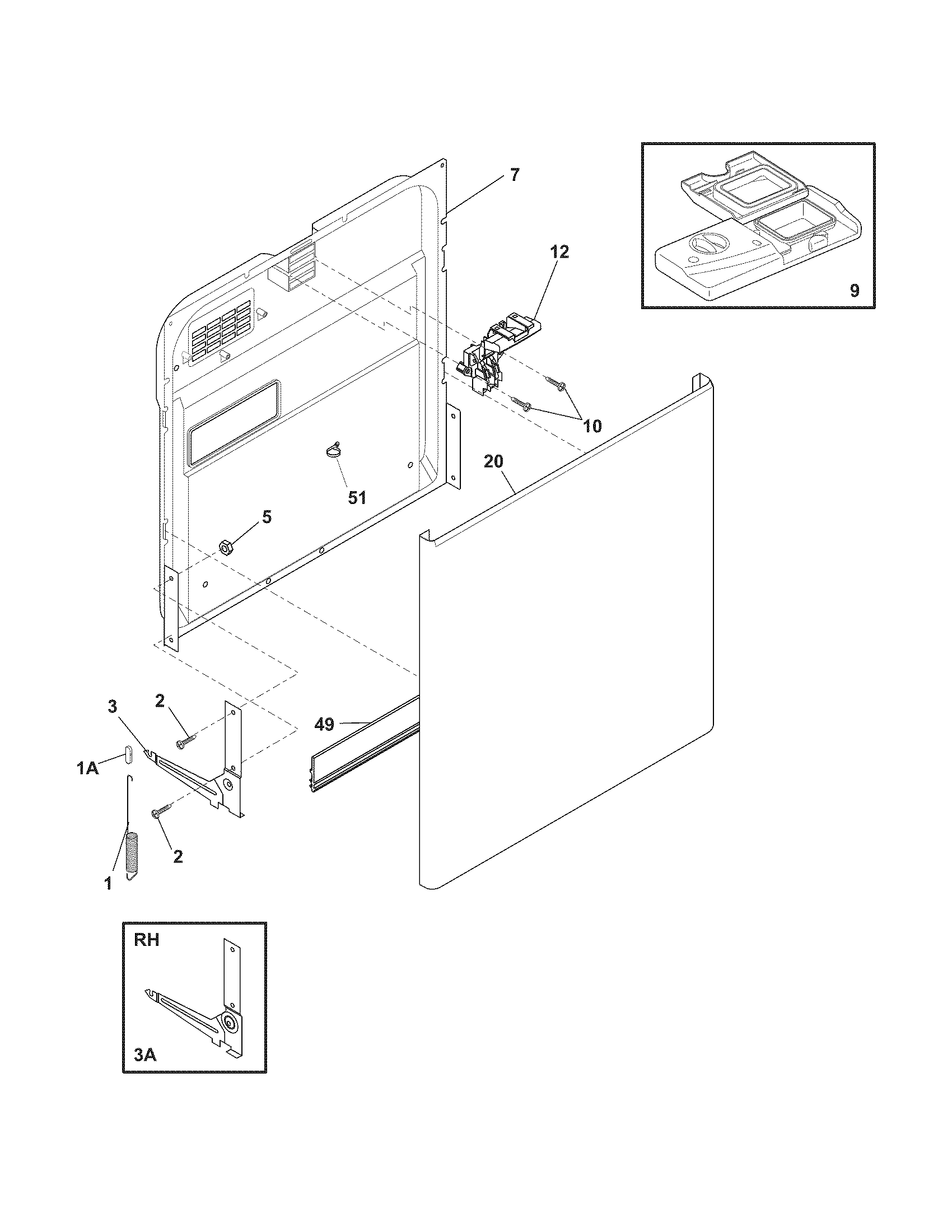 Frigidaire FDB1502RGC4 door diagram