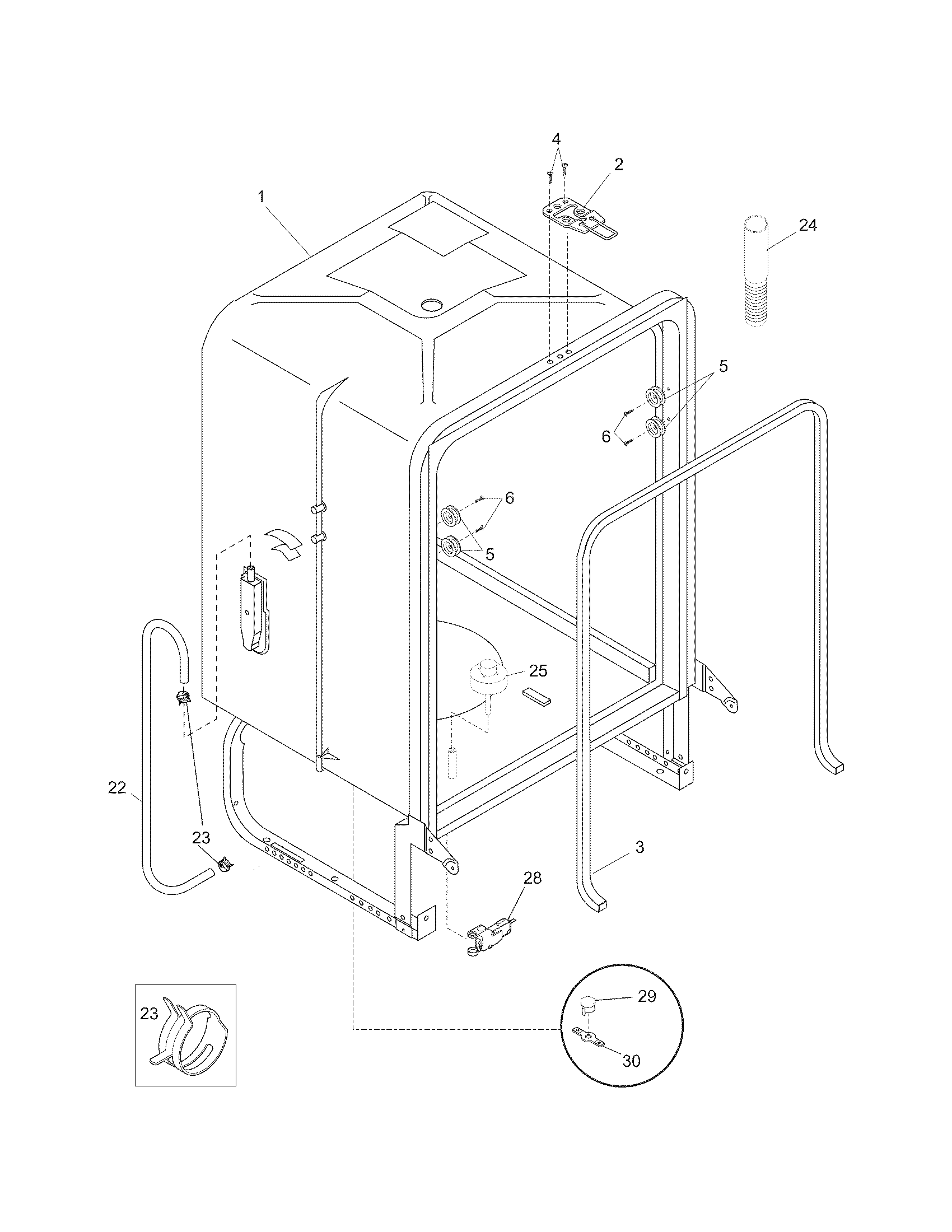 Frigidaire FDB1502RGC4 tub diagram