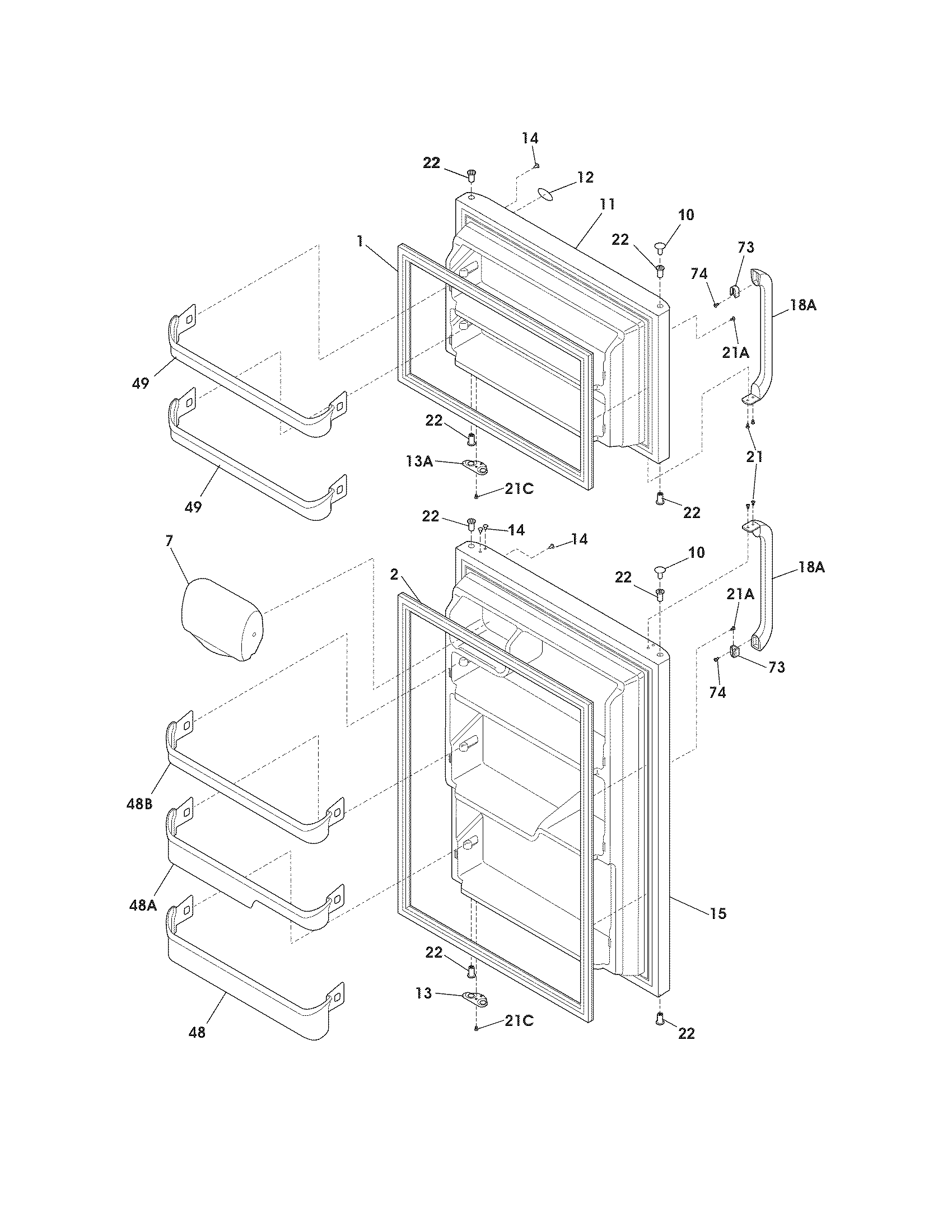 Crosley CRT174LW3 door diagram