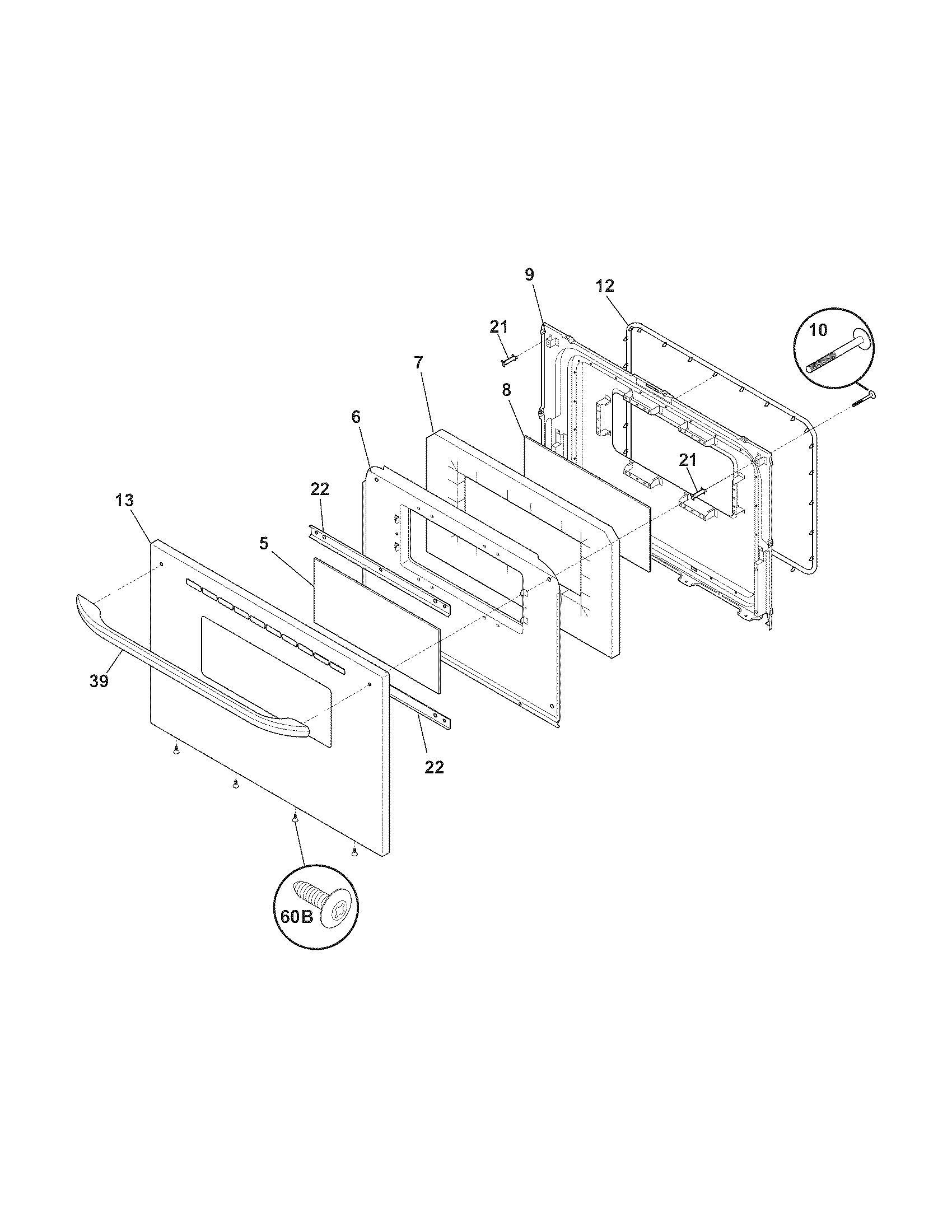 Frigidaire FFEF3011LWC door diagram