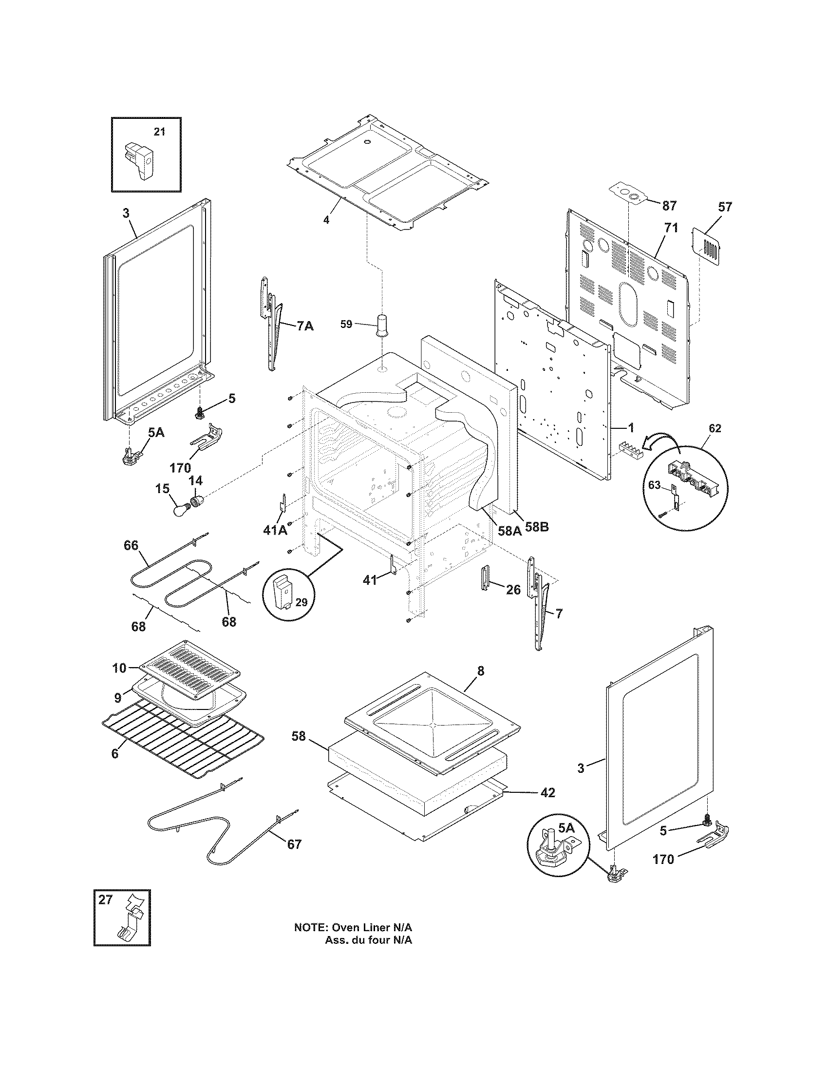 Frigidaire XFEF3005LQC body diagram