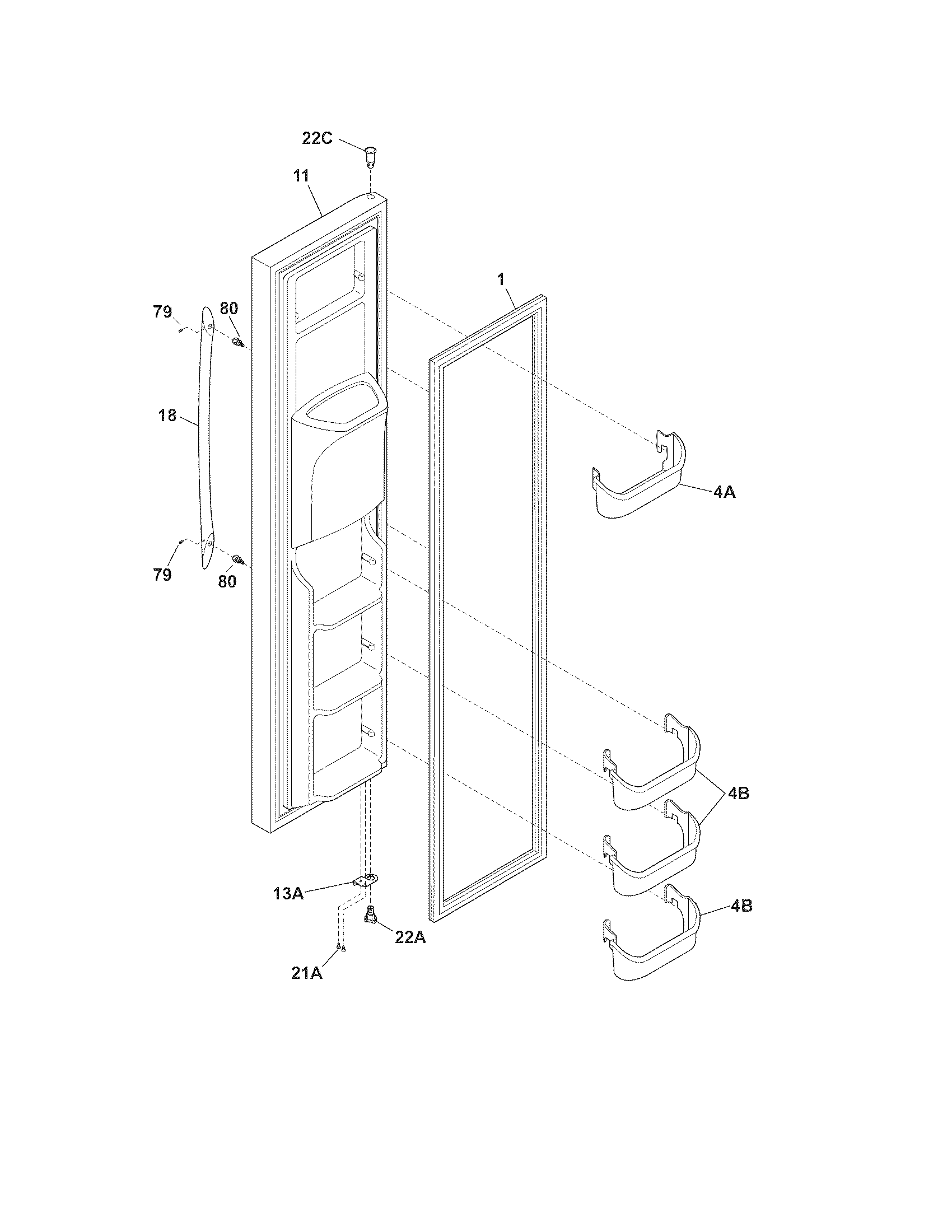 Frigidaire FGHS2367KB4 freezer door diagram