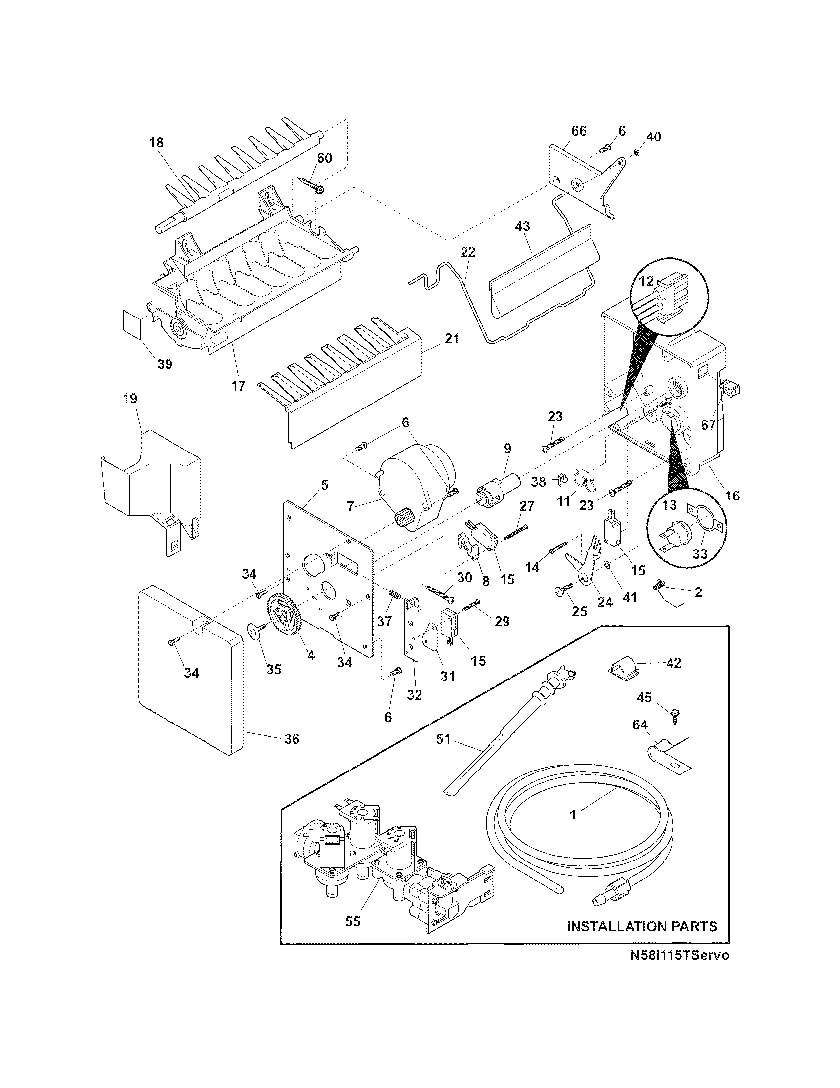 Frigidaire FGHS2367KB4 ice maker diagram