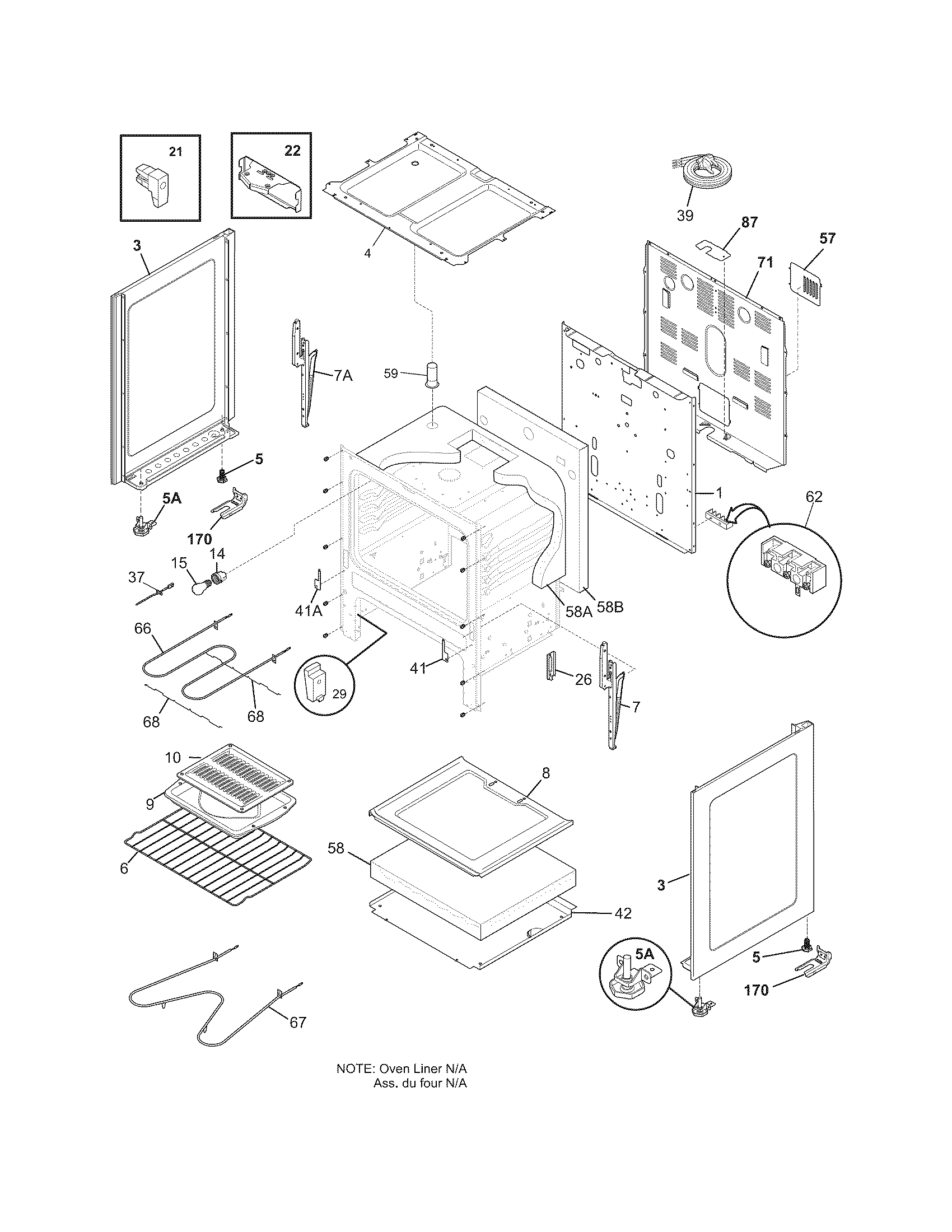 Frigidaire CFEF3007LBC body diagram