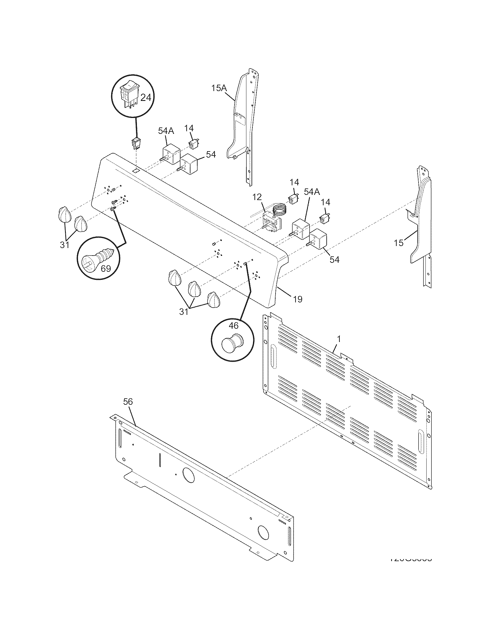 White-Westinghouse CWEF310GSE backguard diagram