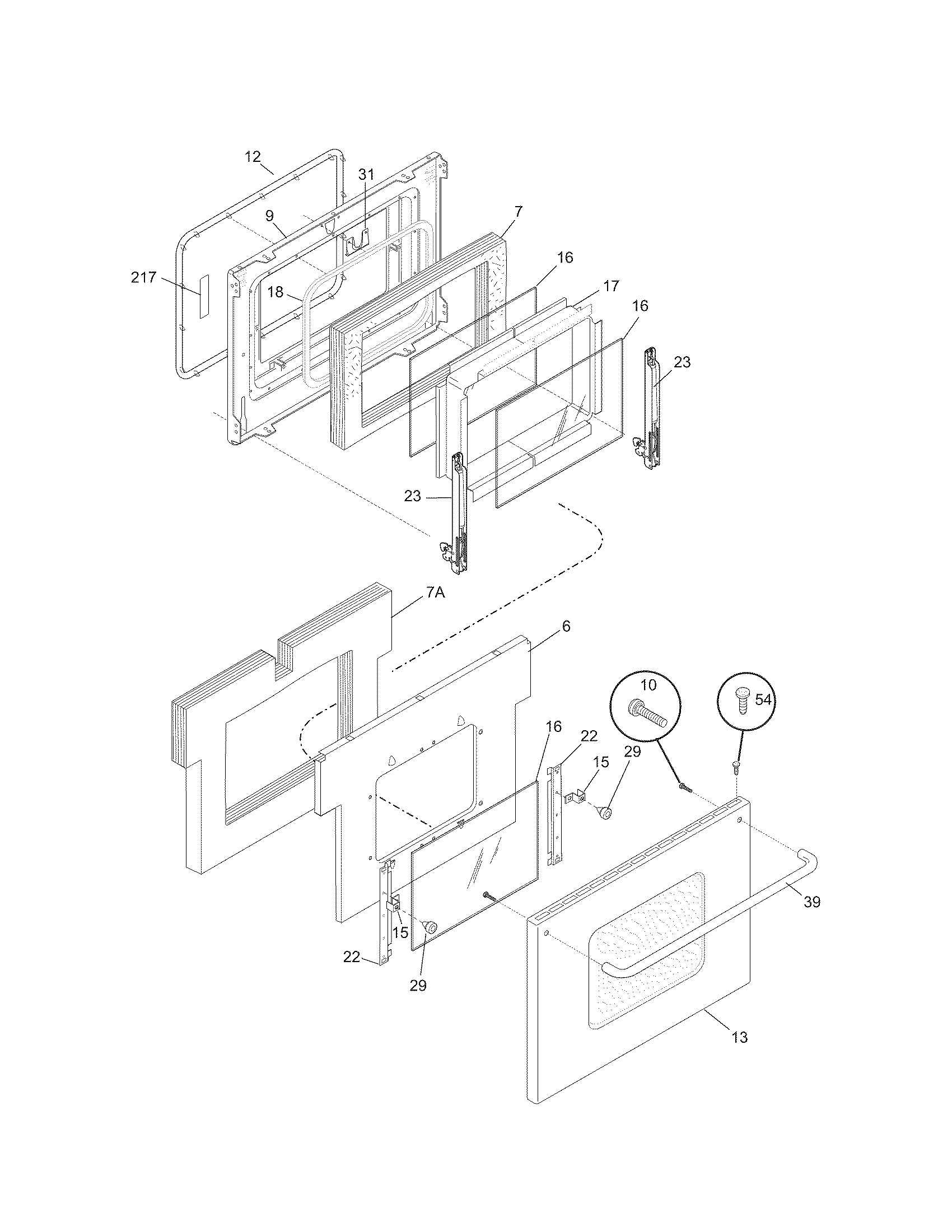Kenmore Elite 79099613702 oven door diagram