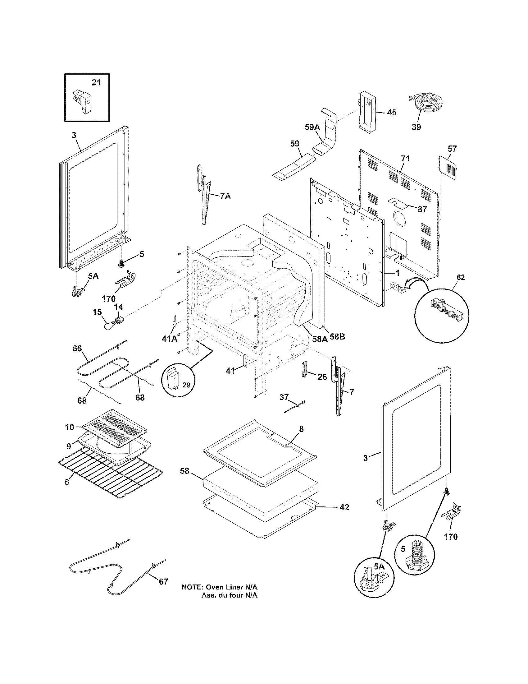 Frigidaire CFEF3012LWC body diagram
