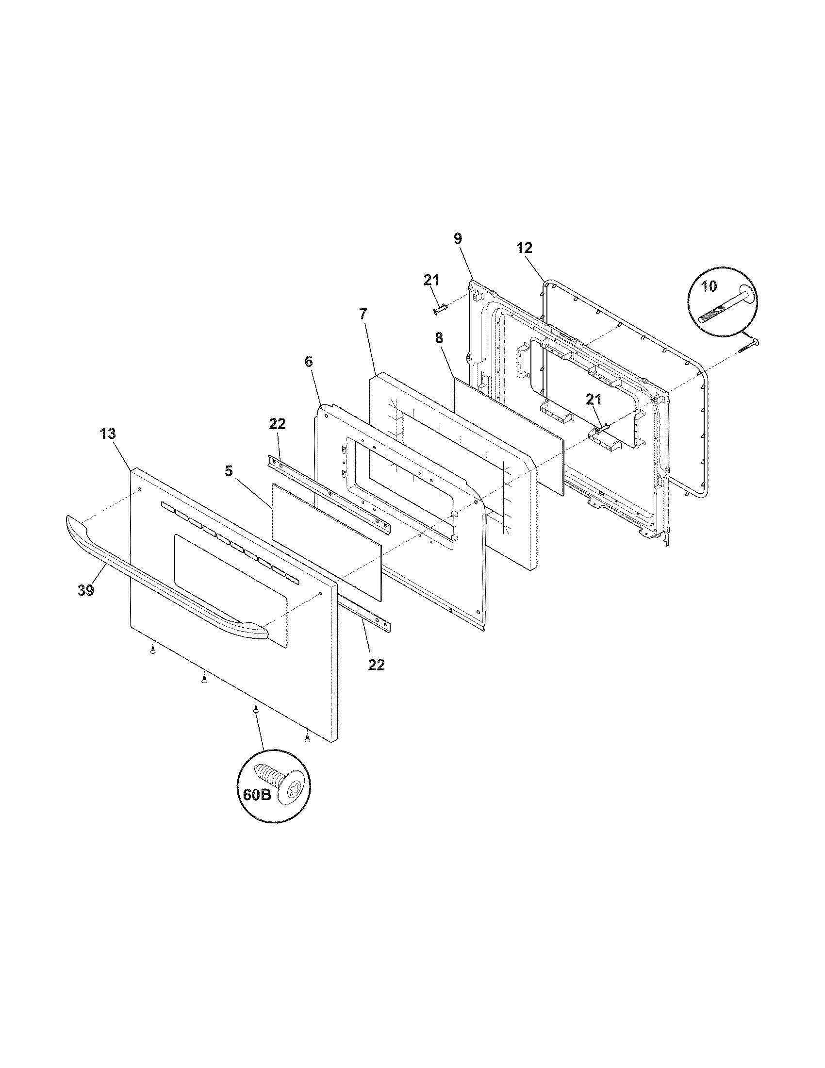 Frigidaire FFGF3015LBD door diagram