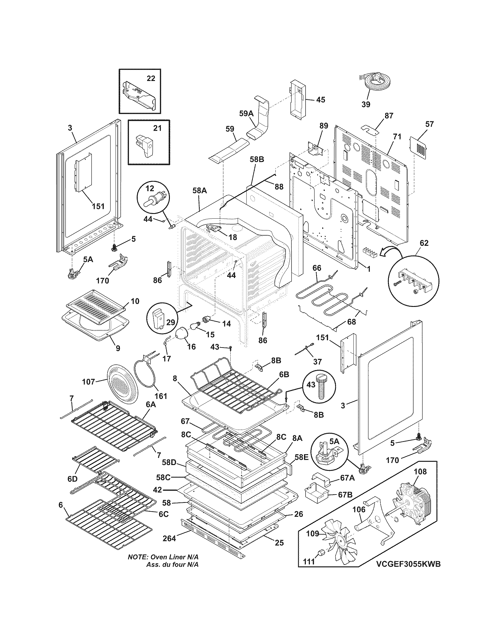 Frigidaire CGEF3055KBB body diagram