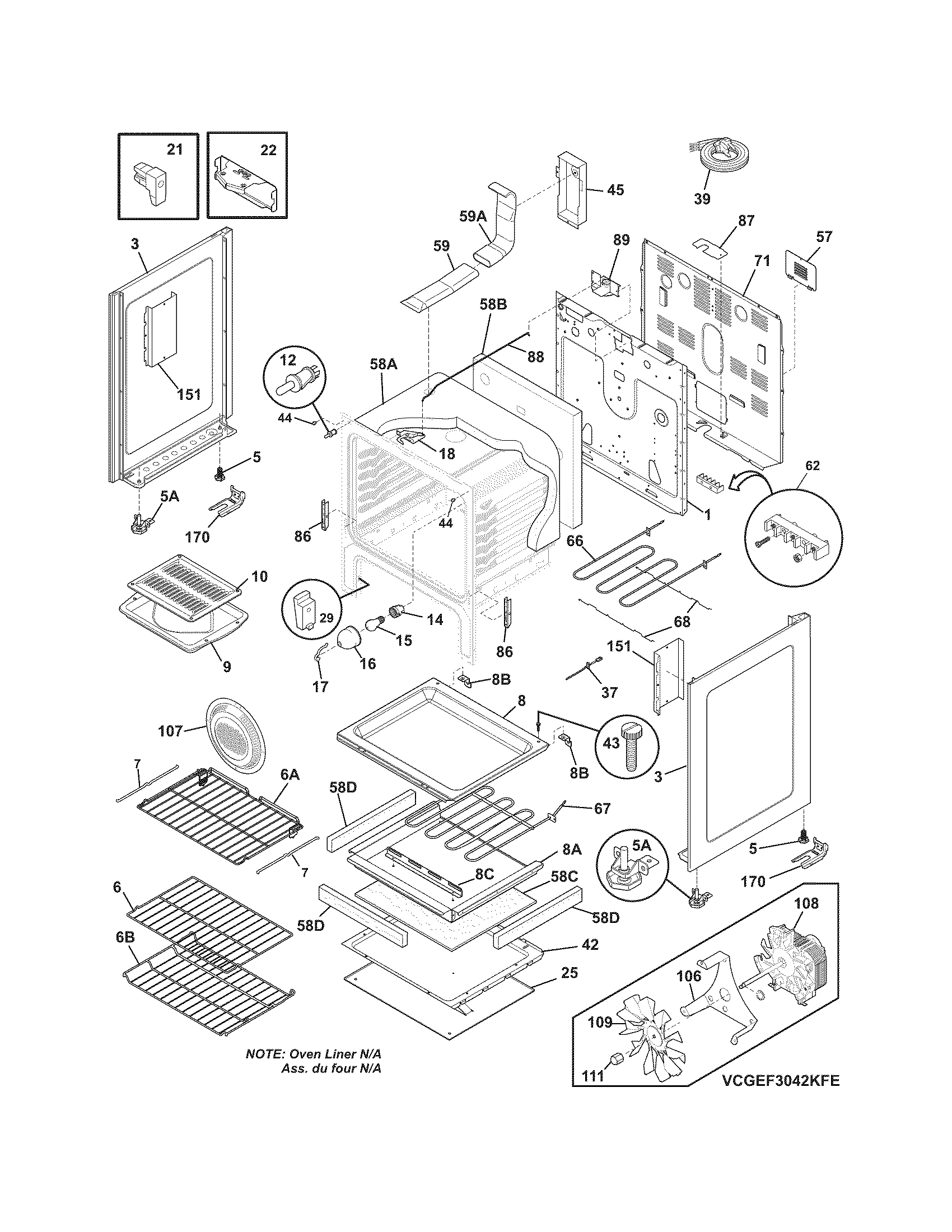 Frigidaire CGEF3042KFE body diagram
