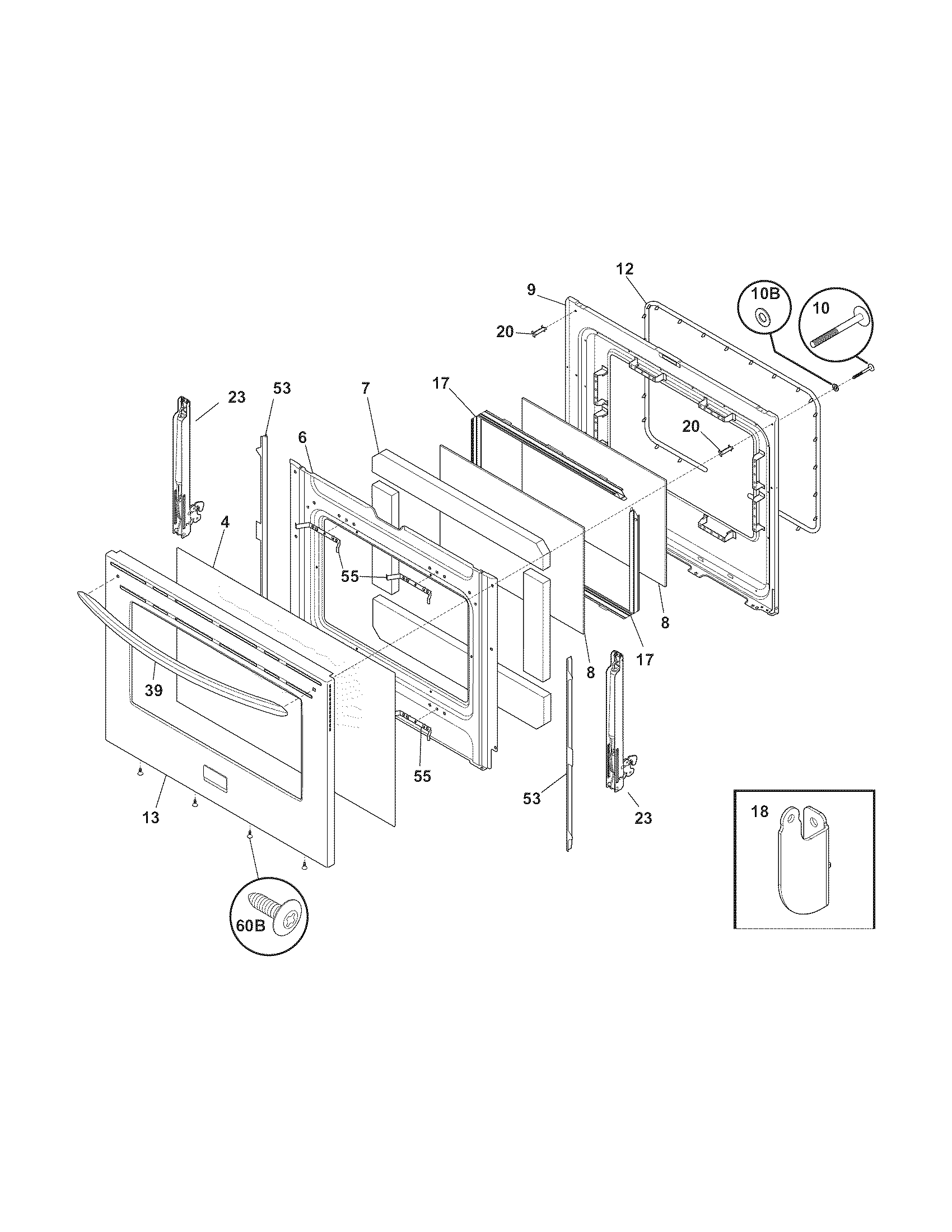 Frigidaire CGEF3042KFE door diagram