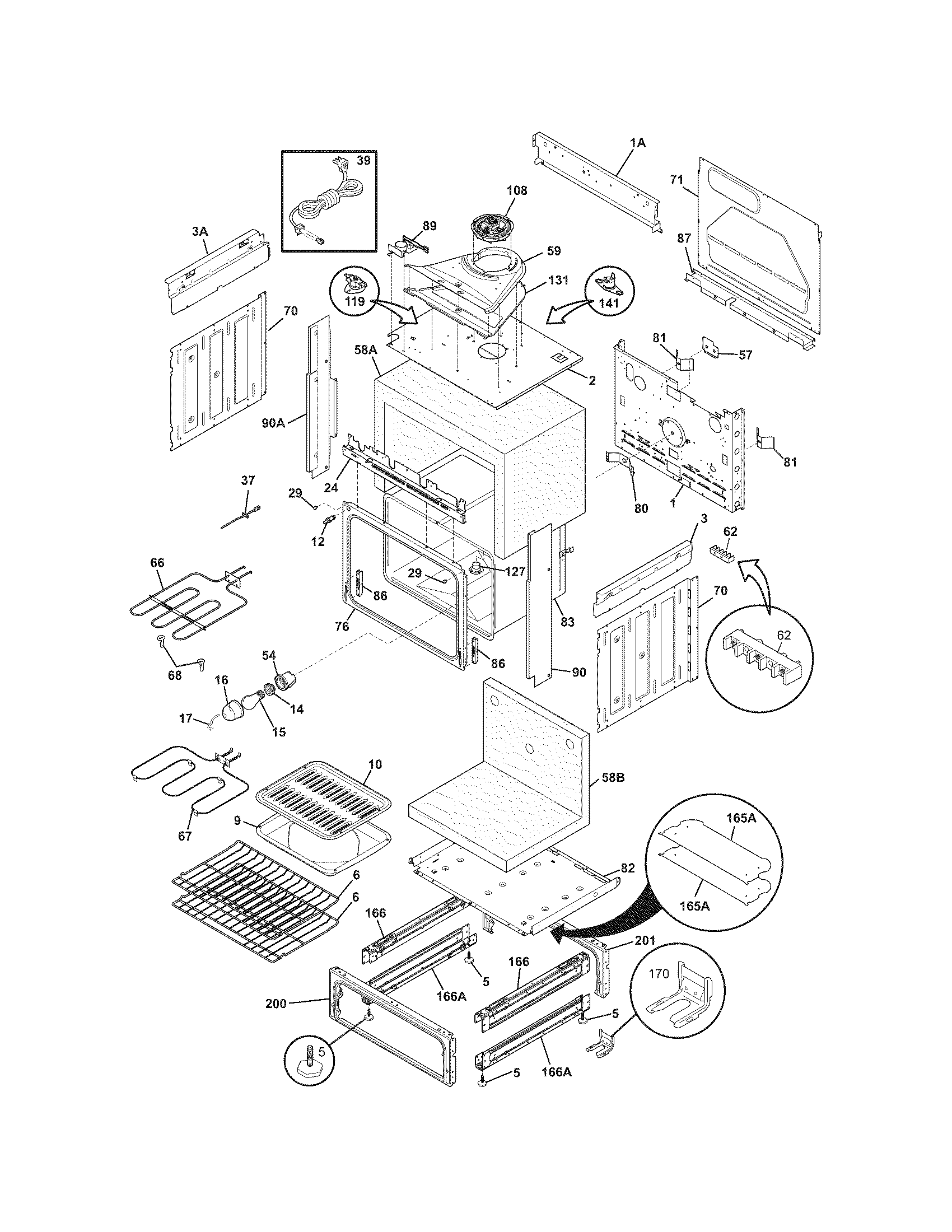 Frigidaire CFES3025LS1 body diagram