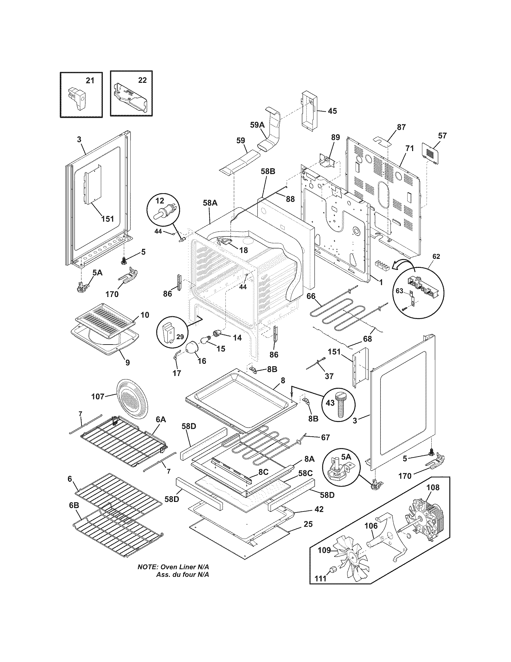 Frigidaire FGEF3032KWD body diagram