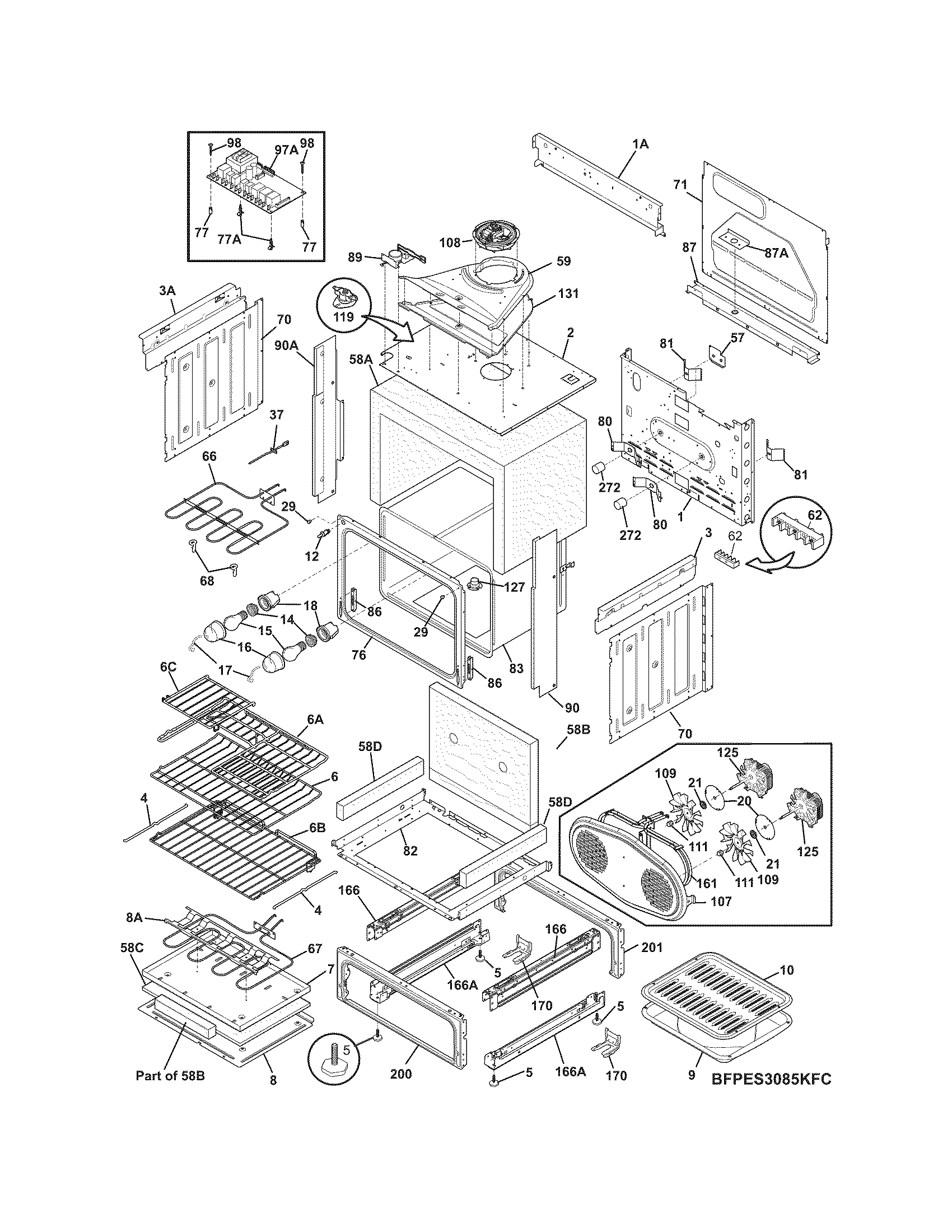 Frigidaire FPES3085KFD body diagram