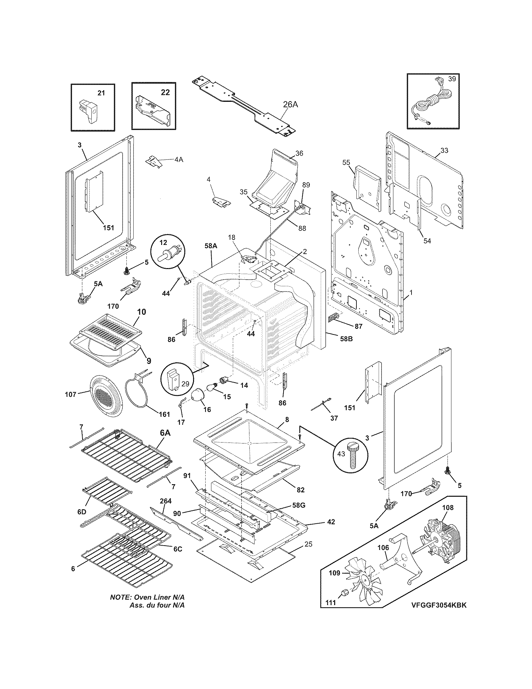 Frigidaire CGGF3054KWK body diagram