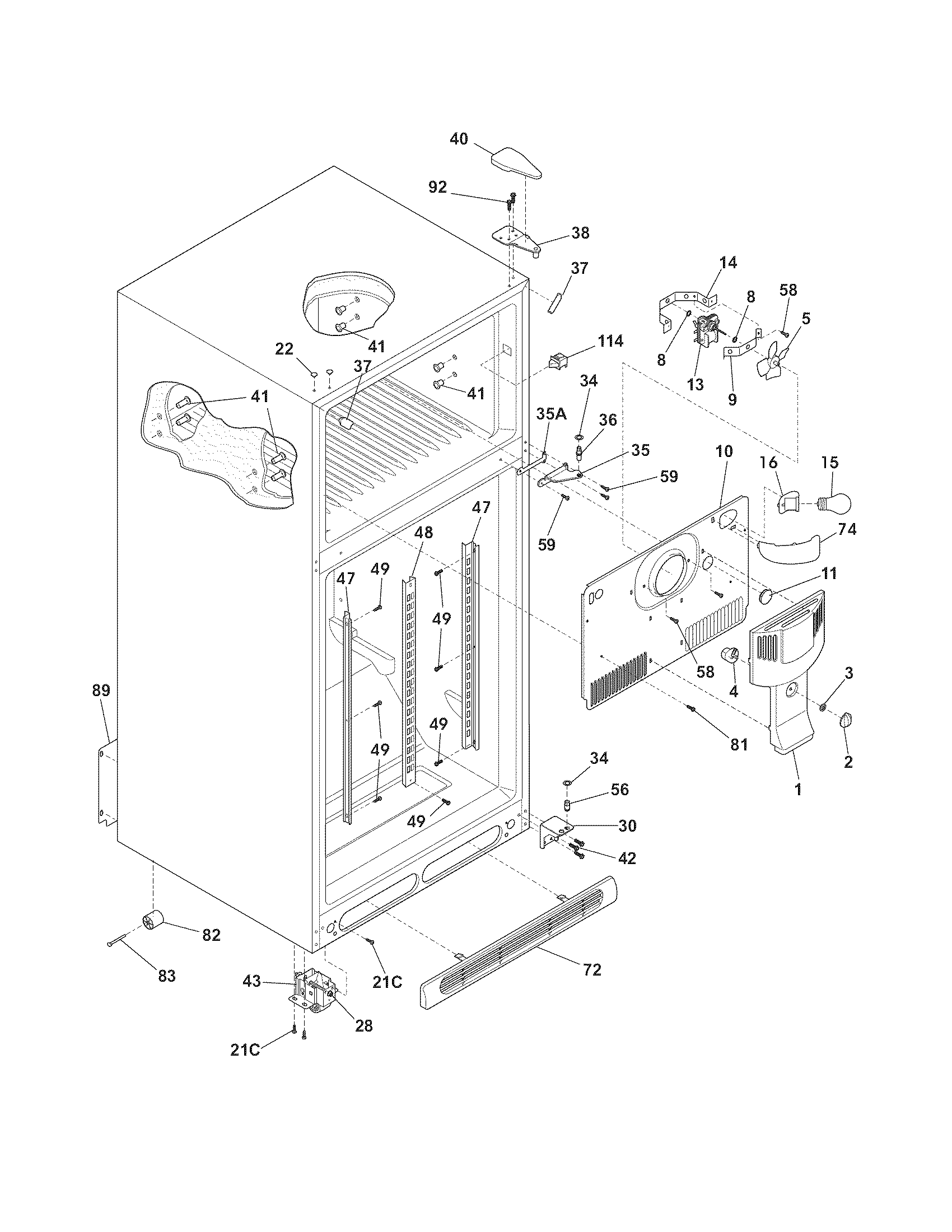 Frigidaire FPUI2188LF1 cabinet diagram