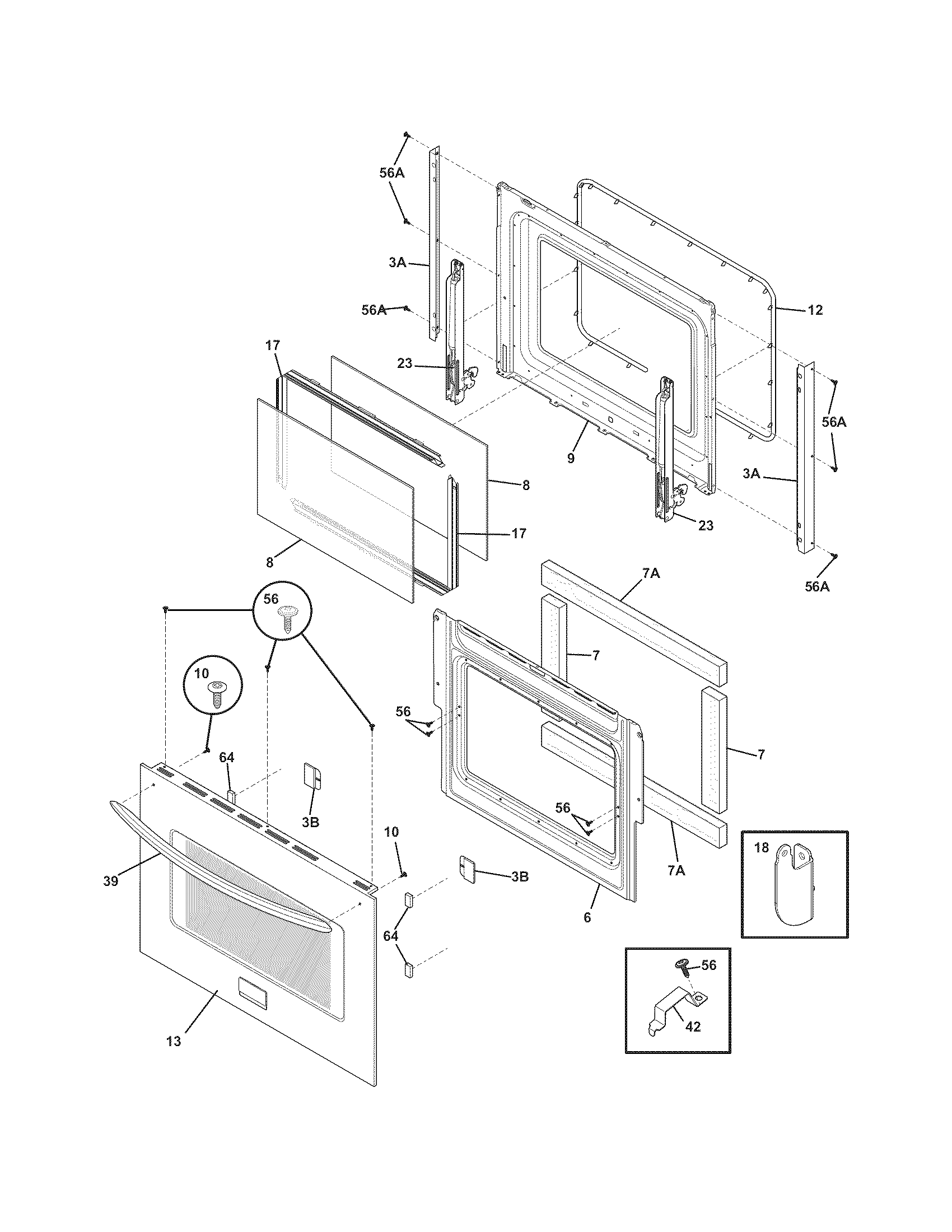 Frigidaire FGES3065KFD door diagram
