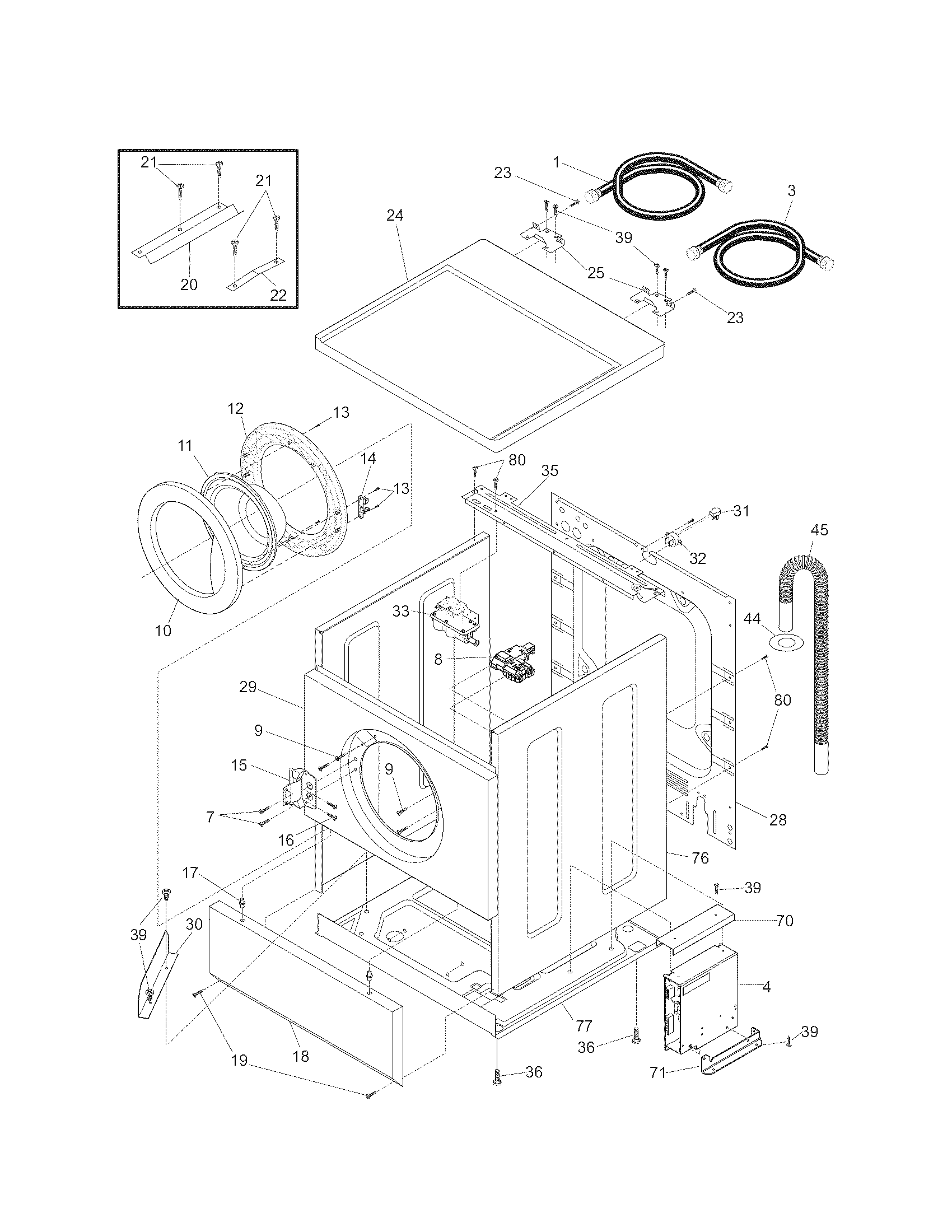 Kenmore 41740412703 cabinet/top diagram
