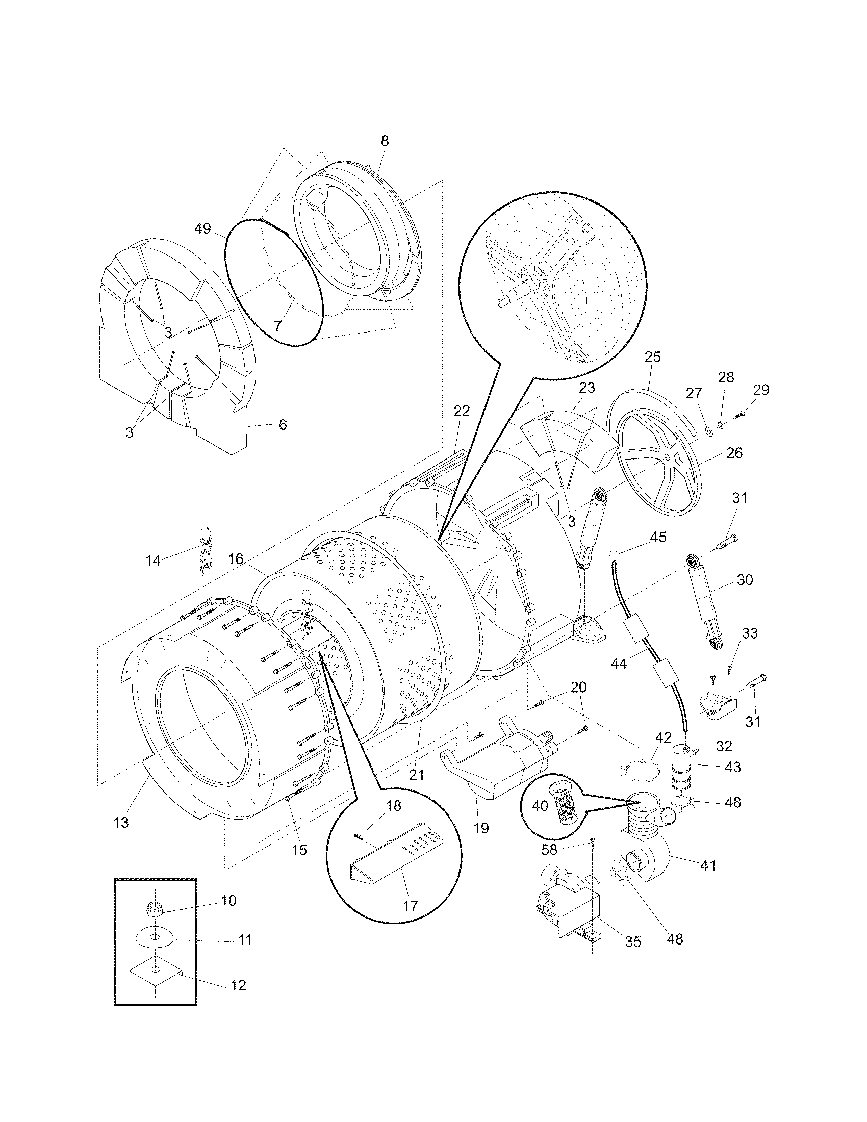 Kenmore 41740412703 motor/tub diagram