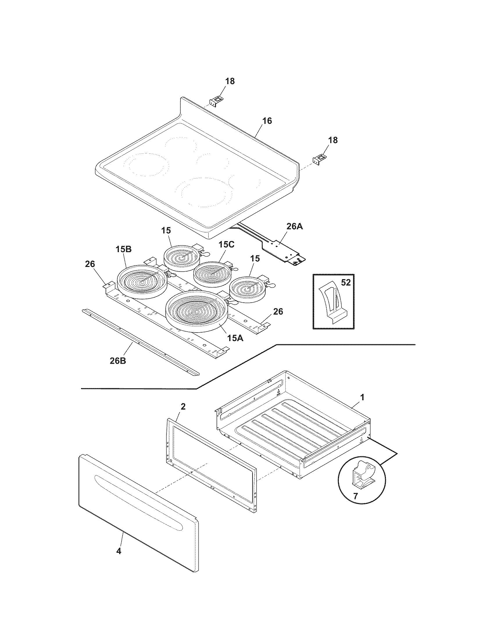 Kenmore 79092409012 top/drawer diagram