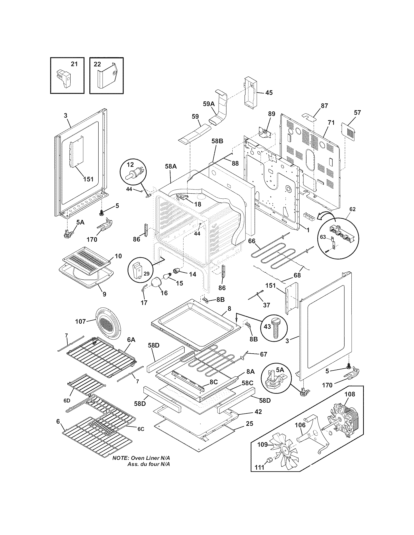 Frigidaire LGEF3033KQC body diagram
