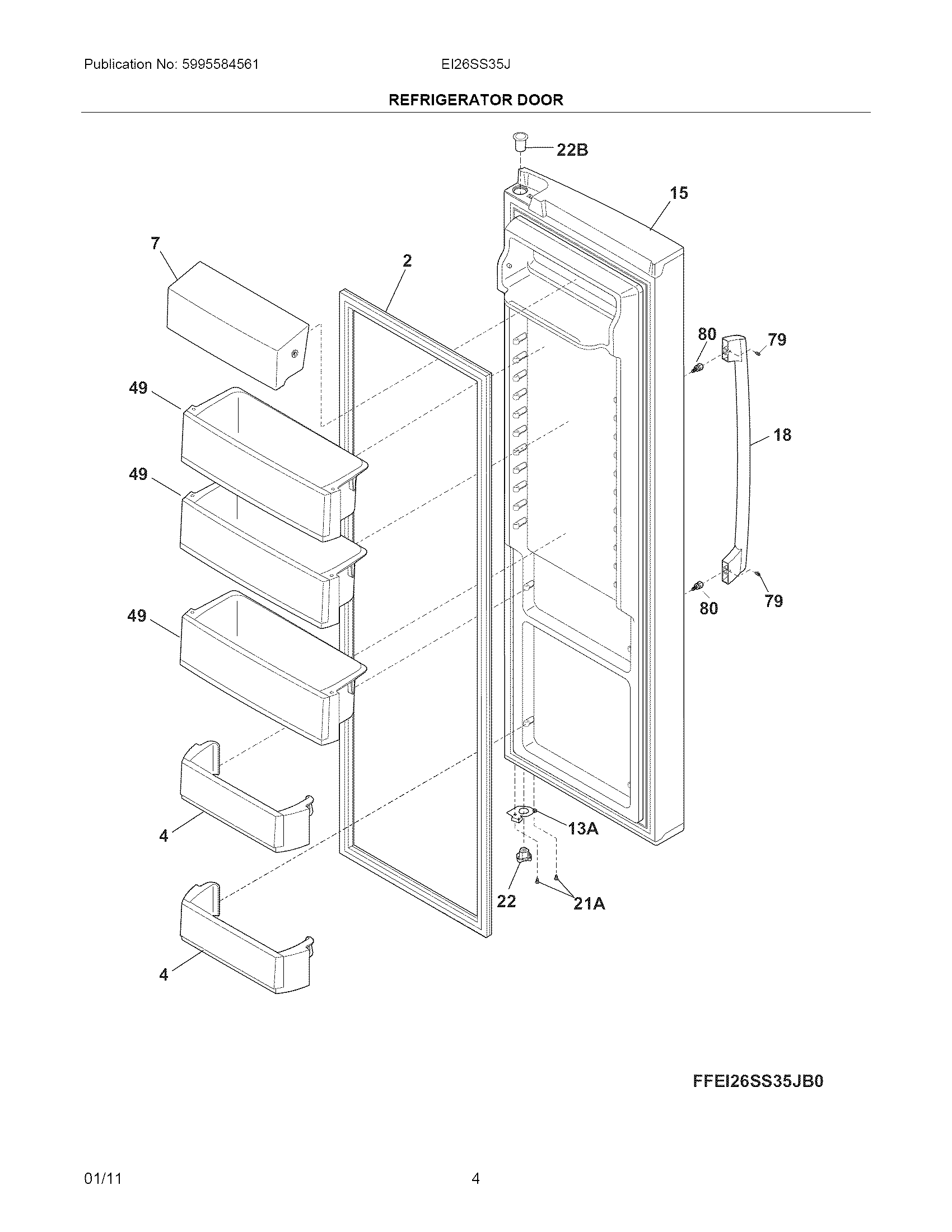 Electrolux EI26SS35JB1 refrigerator door diagram