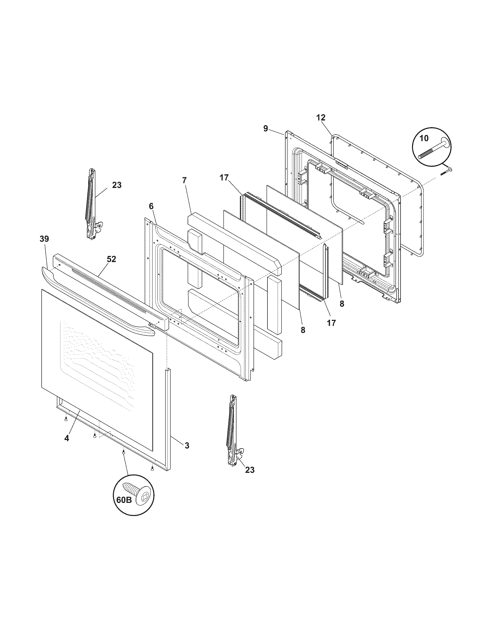Frigidaire FFGF3023LBB door diagram
