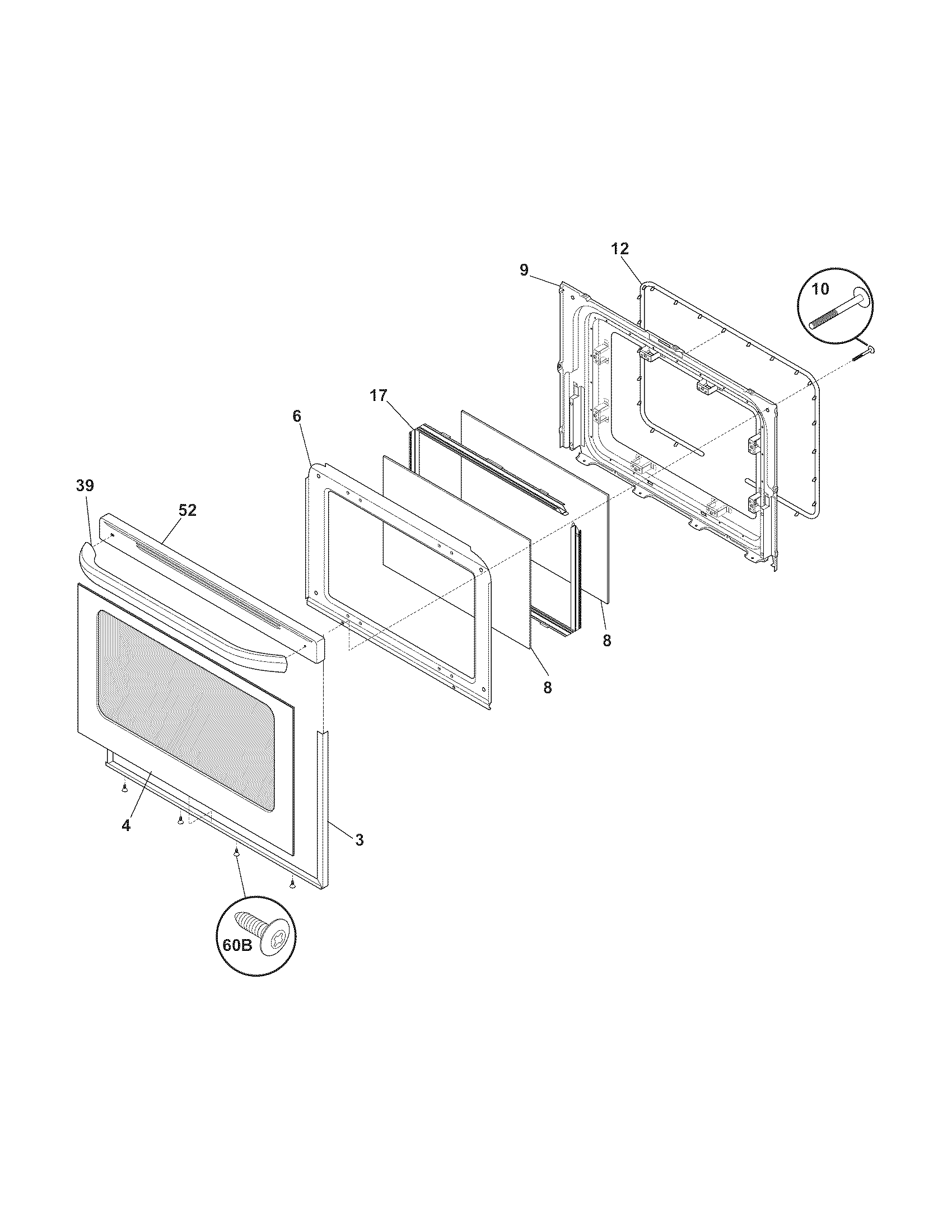 Frigidaire FFEF3043LSG door diagram