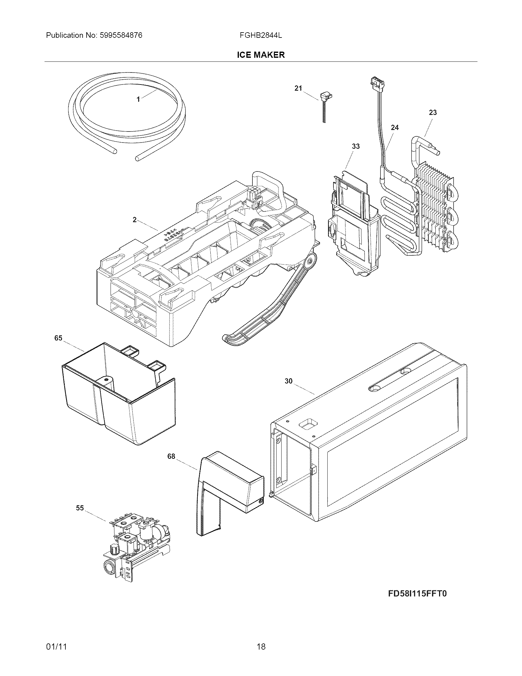 Frigidaire FGHB2844LM5 ice maker diagram