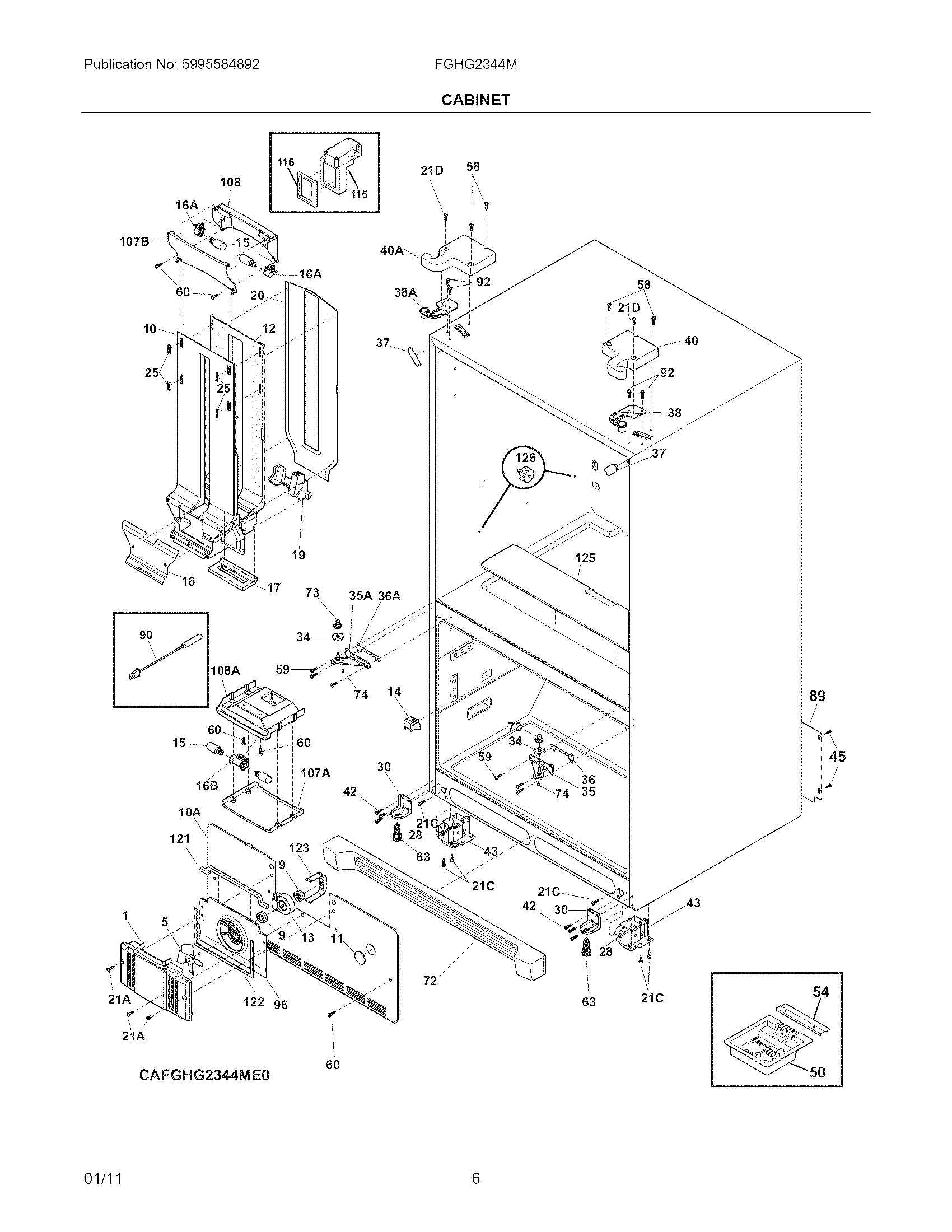 Frigidaire FGHG2344MF0 cabinet diagram