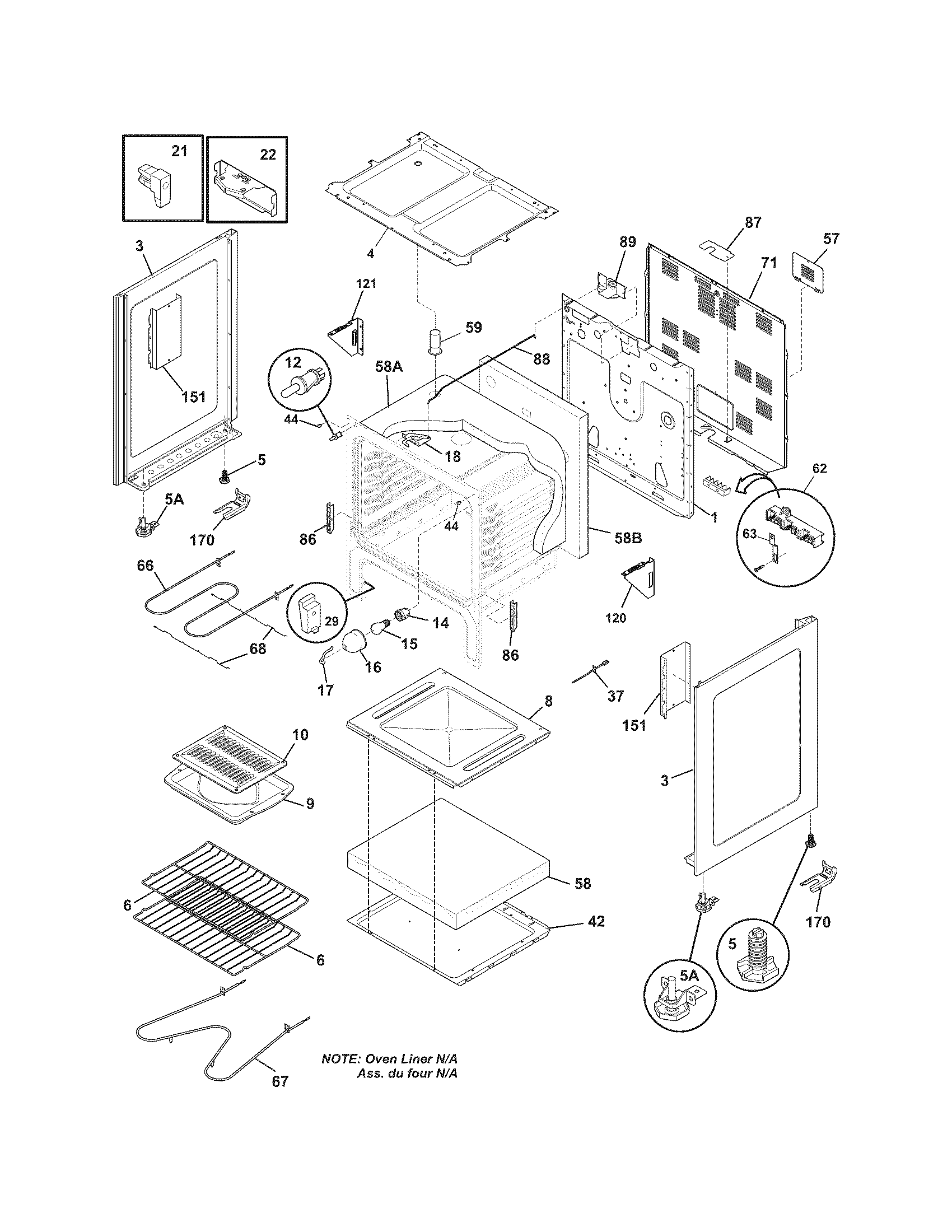 Frigidaire FFEF3015LWB body diagram
