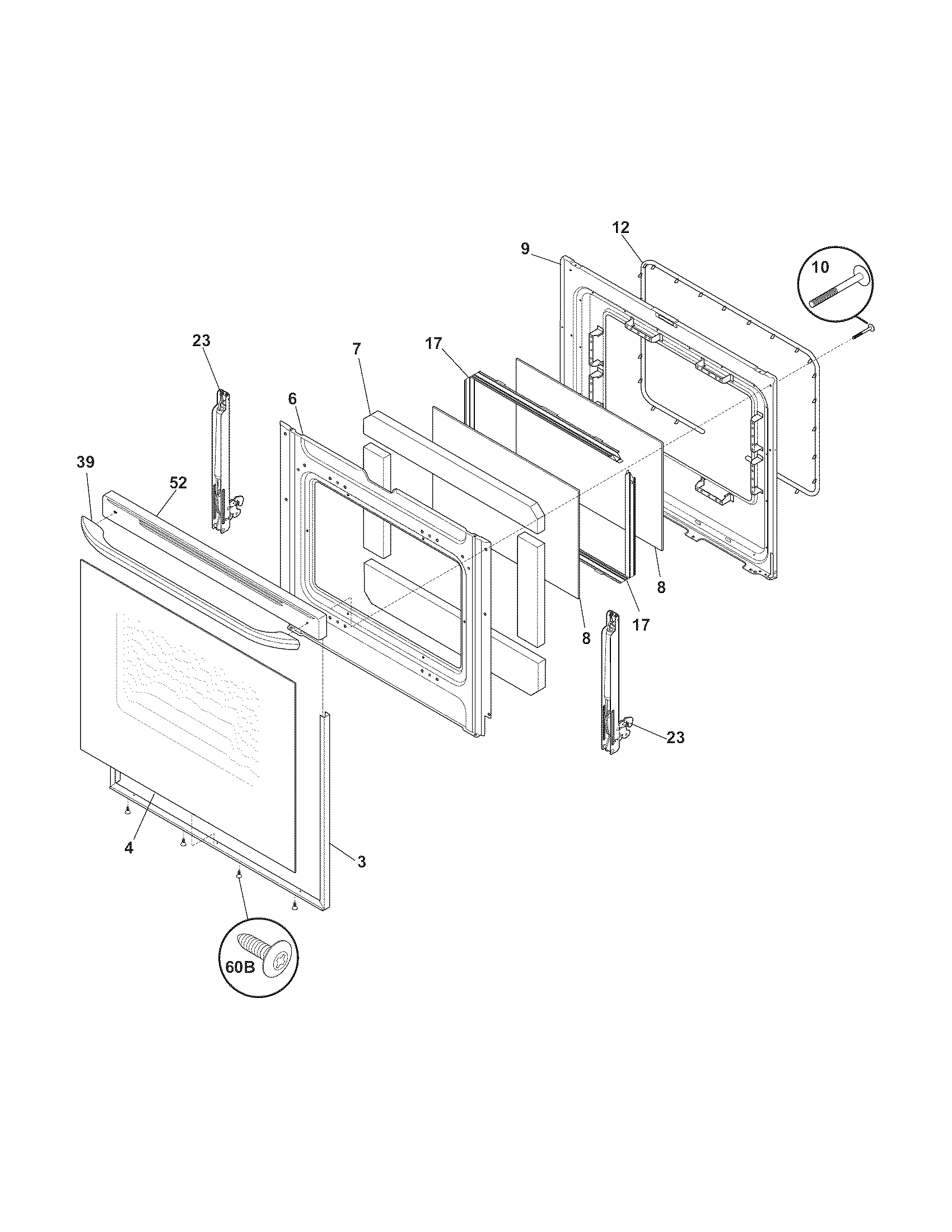 Frigidaire FFEF3015LWB door diagram
