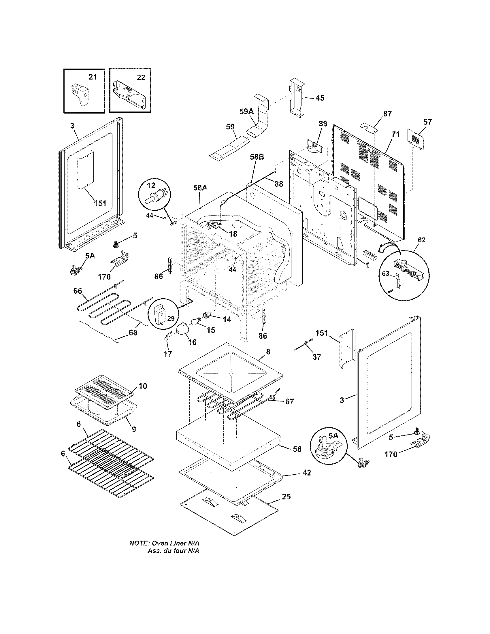 Frigidaire FFEF3018LQC body diagram