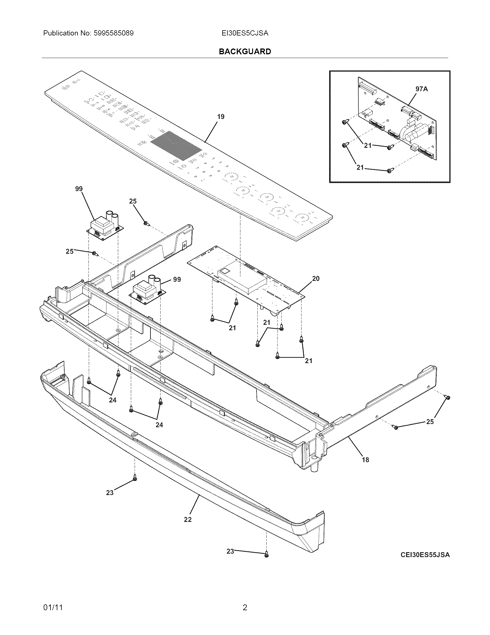 Electrolux EI30ES5CJSA backguard diagram