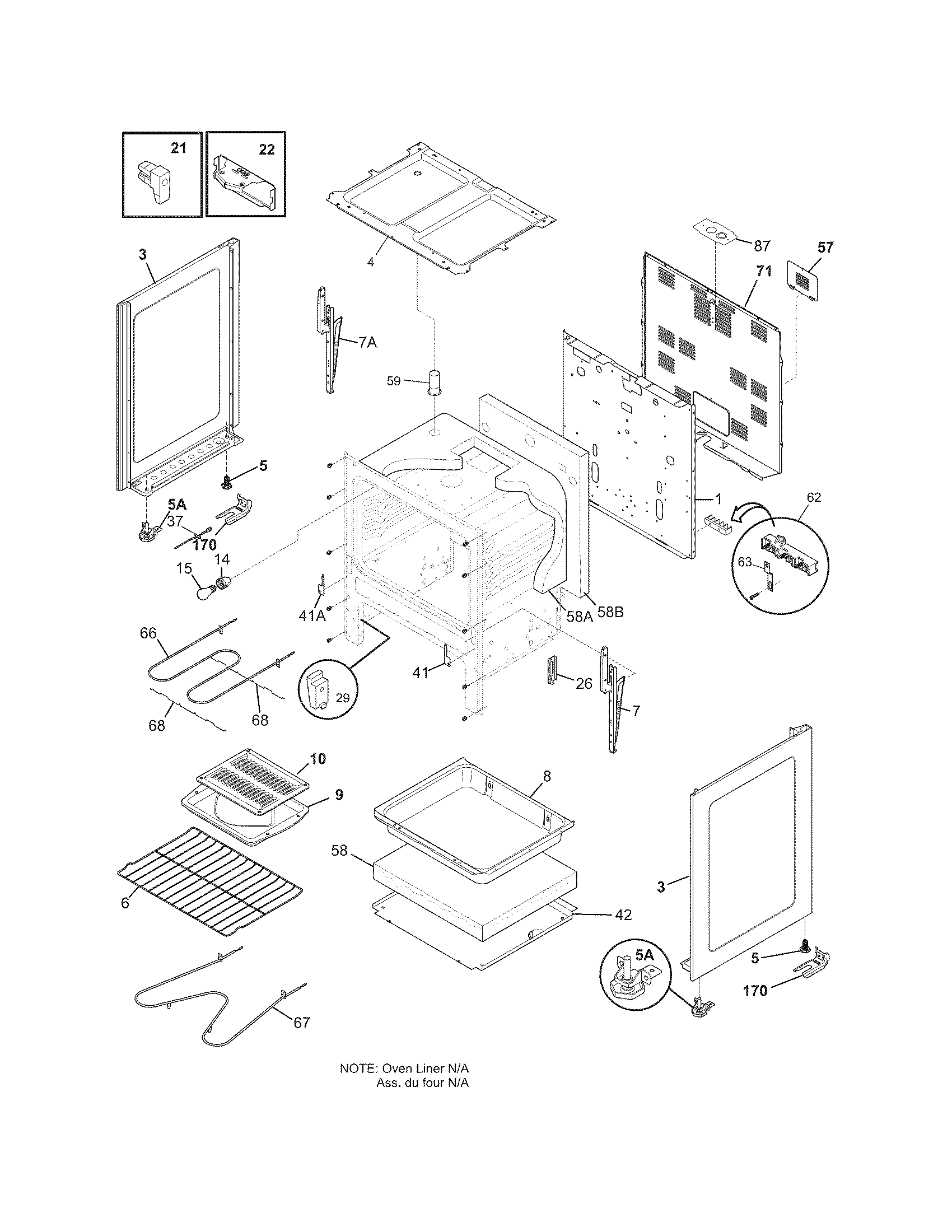 Frigidaire FFEF3011LWD body diagram