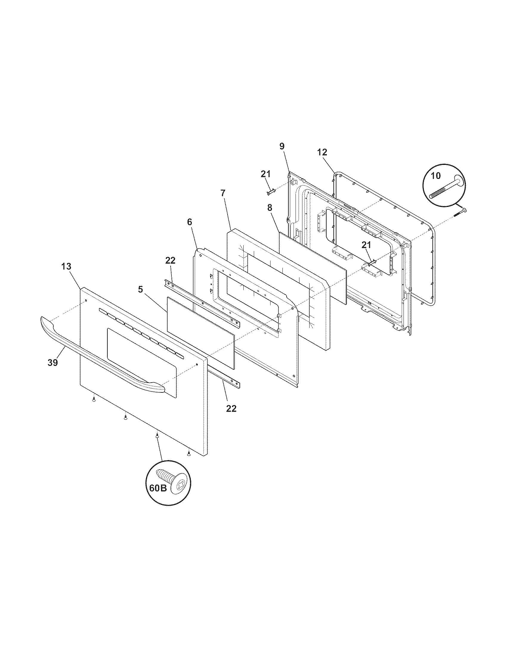 Frigidaire FFEF3011LWD door diagram