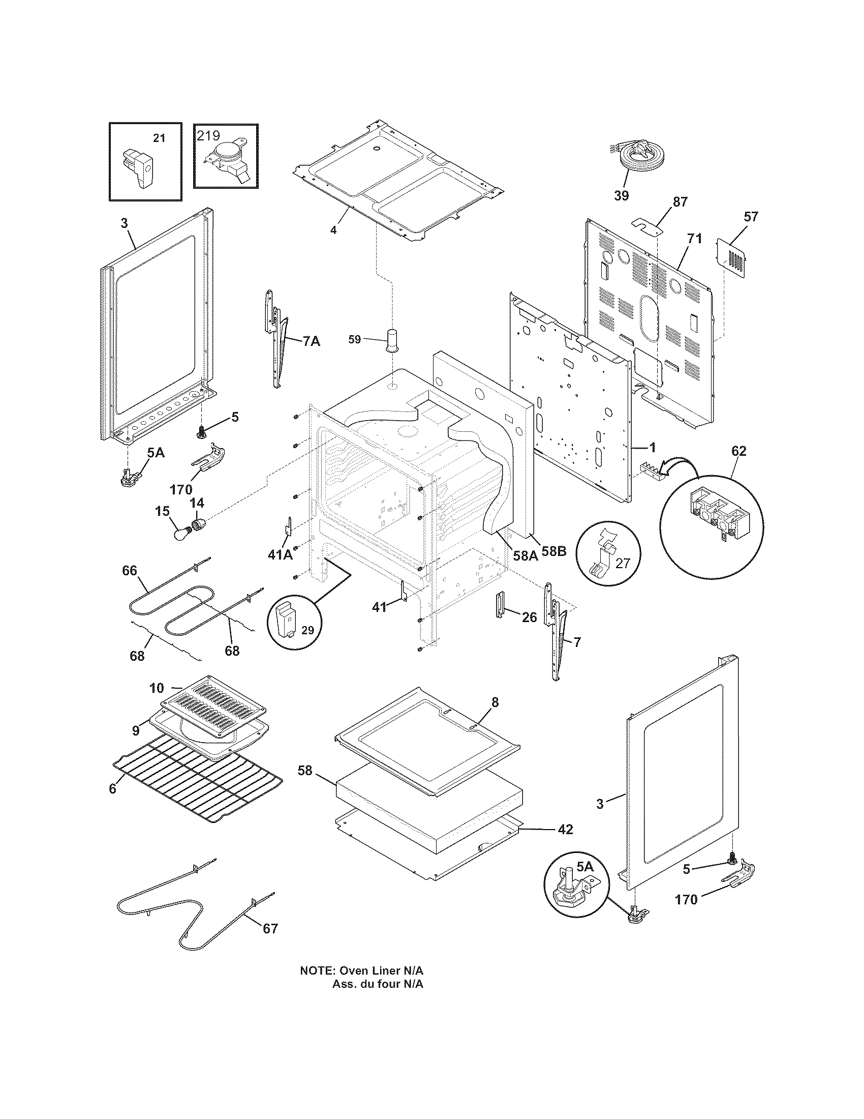 Frigidaire CFEF3005LWC body diagram