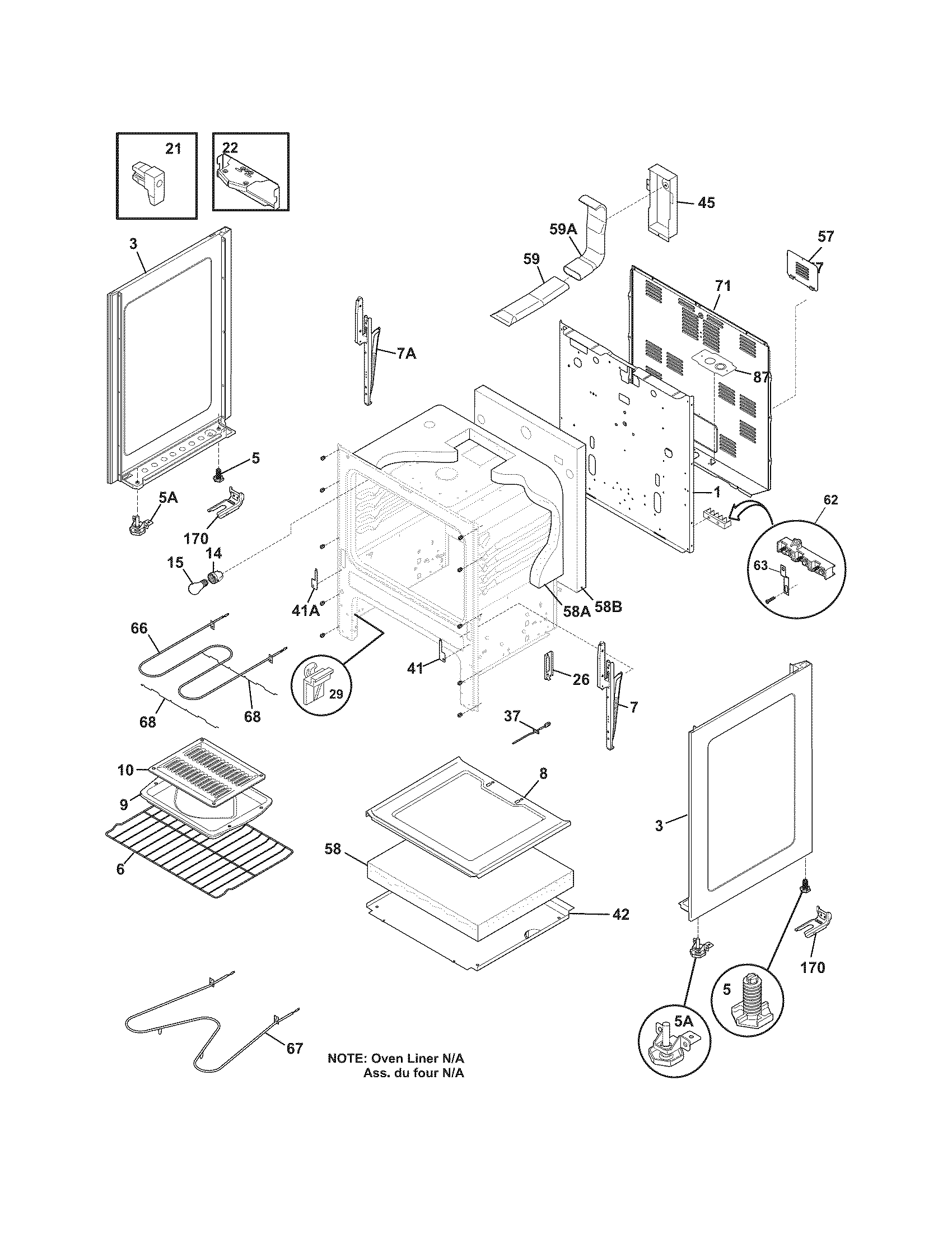 Frigidaire FFEF3013LME body diagram