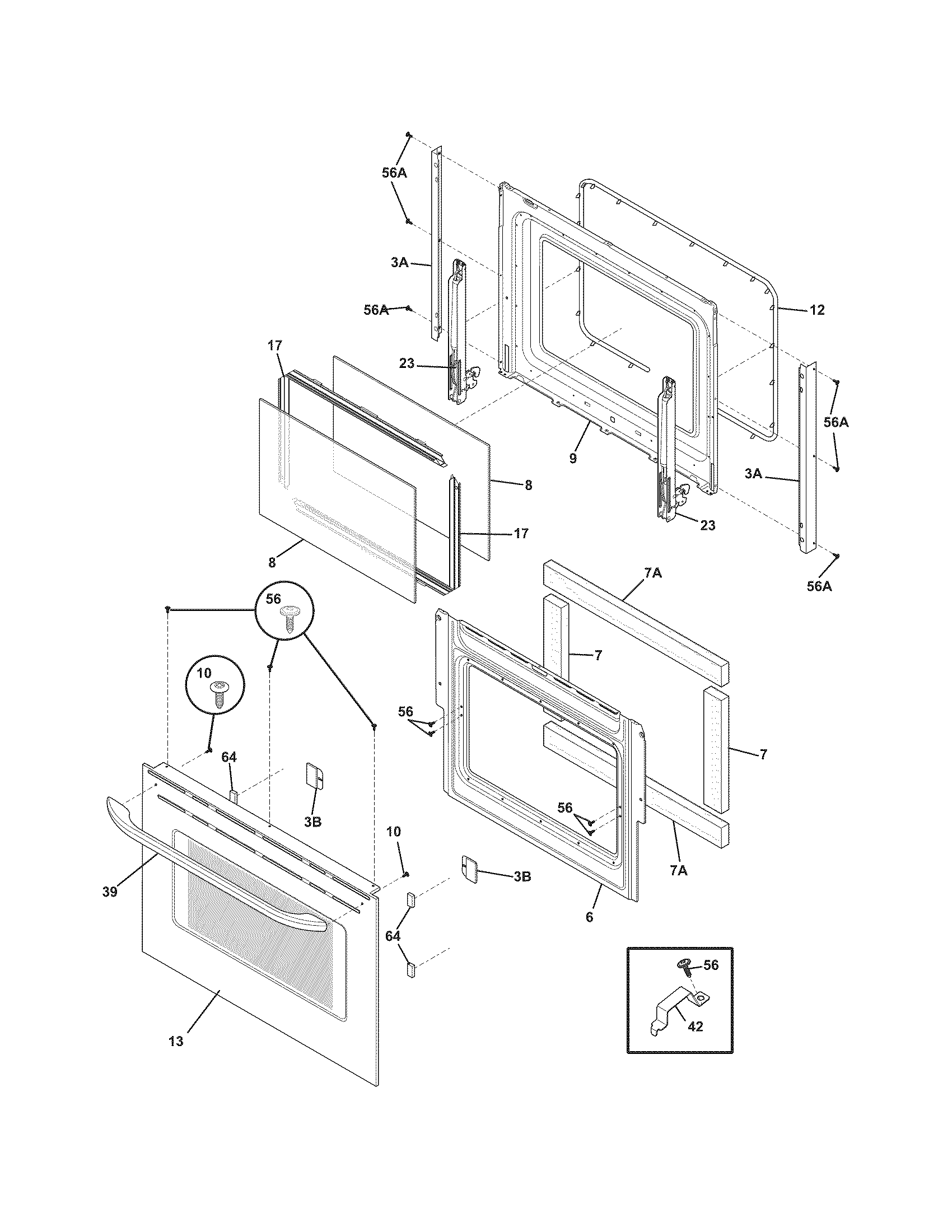 Frigidaire FFES3015LSB door diagram