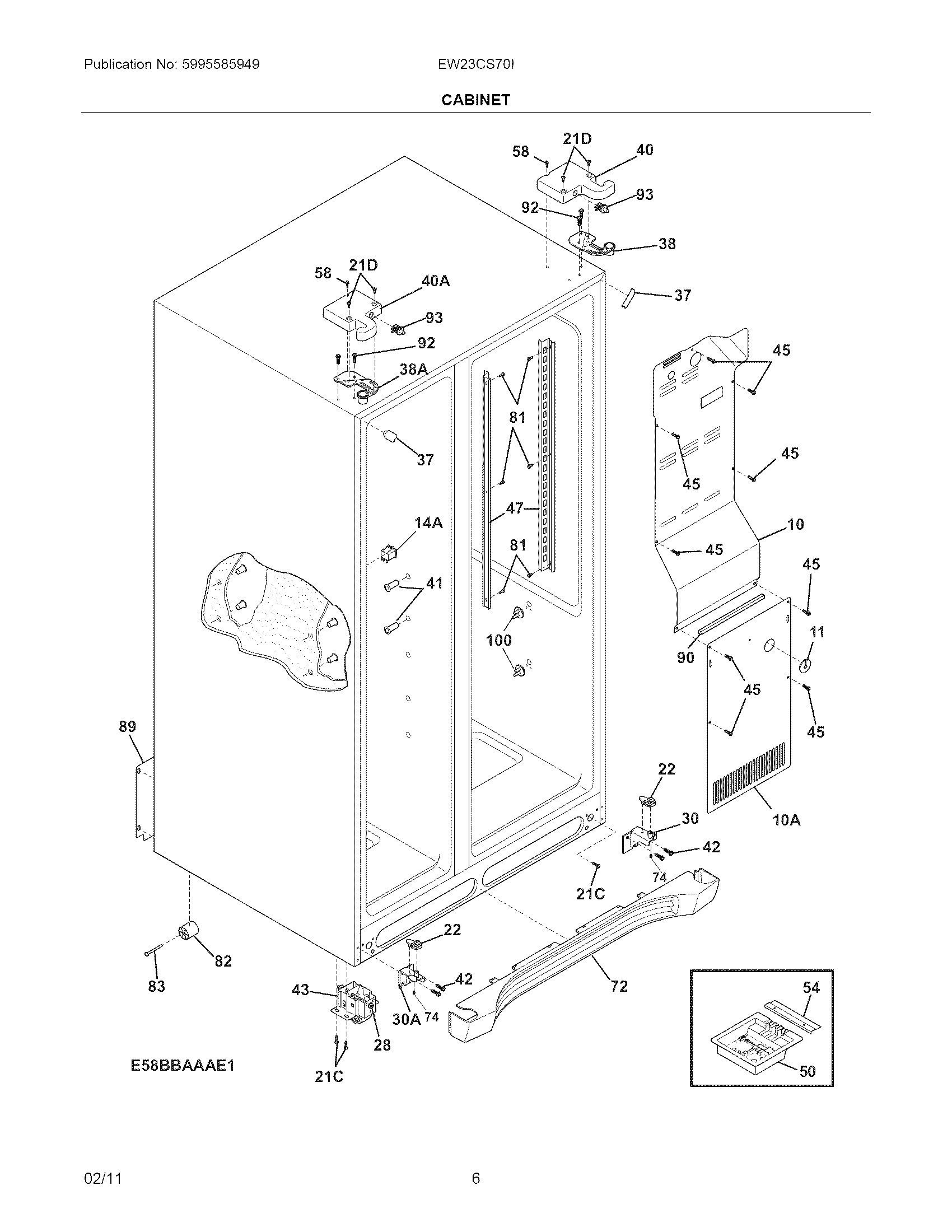 Electrolux EW23CS70IB4 cabinet diagram