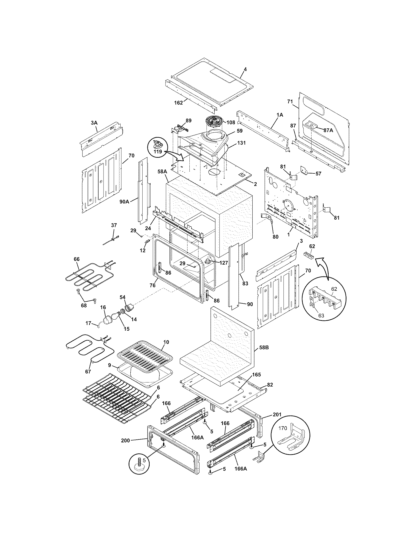 Frigidaire FFES3015LBB body diagram