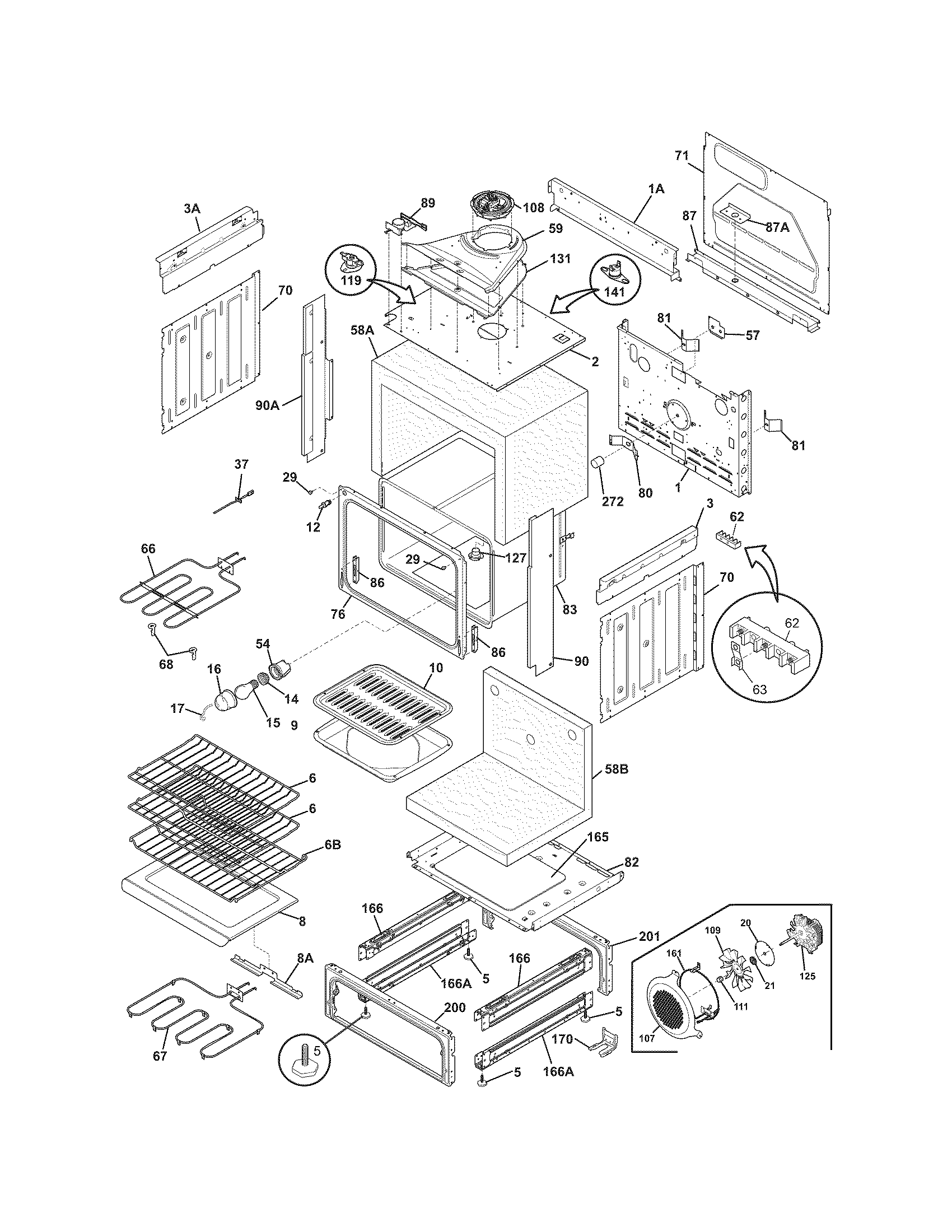 Frigidaire FGES3045KBC body diagram