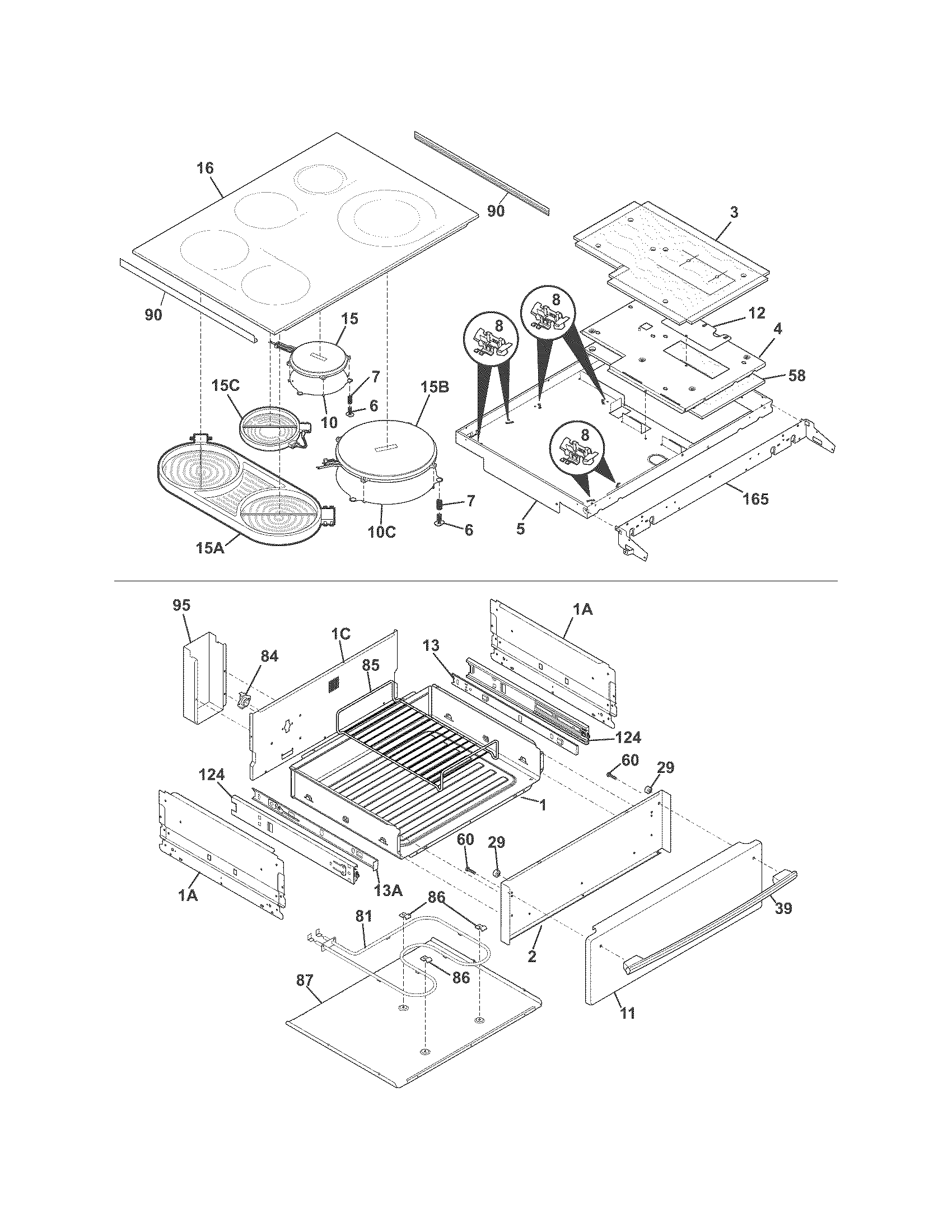 Frigidaire CPCS3085LFB top/drawer diagram