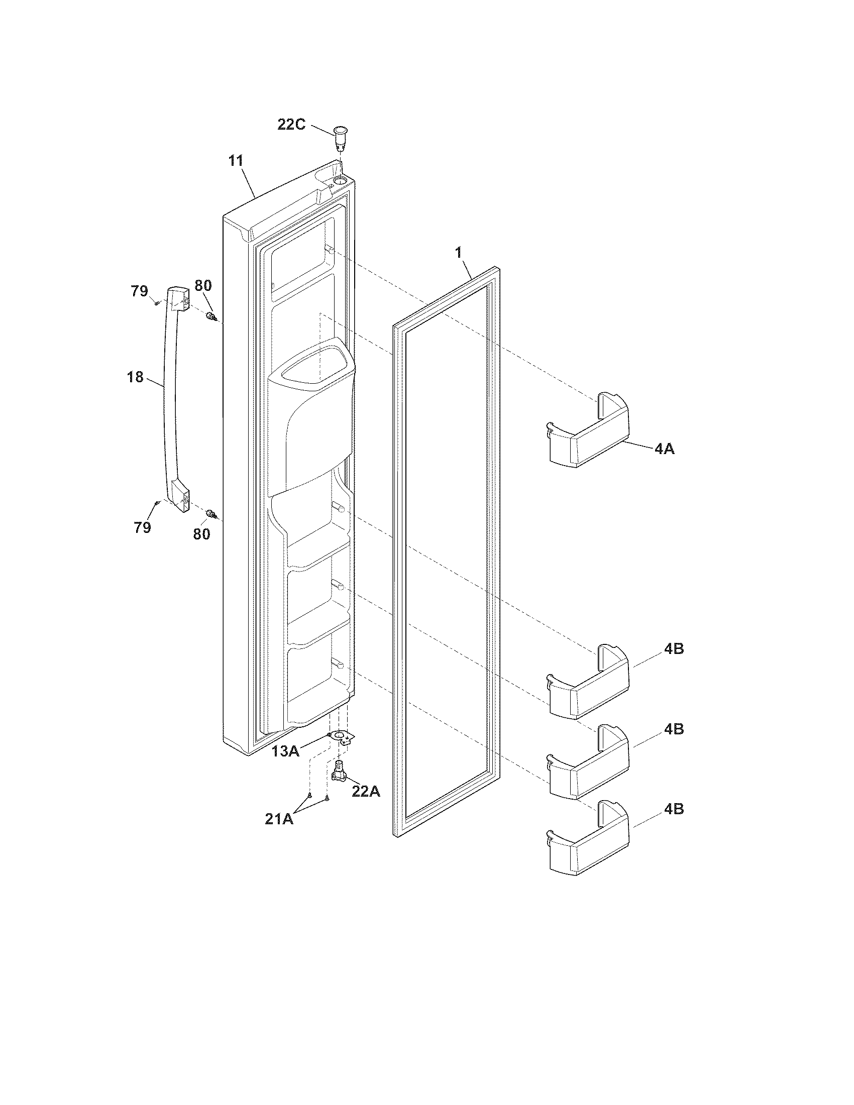 Electrolux EI26SS30JB0 freezer door diagram
