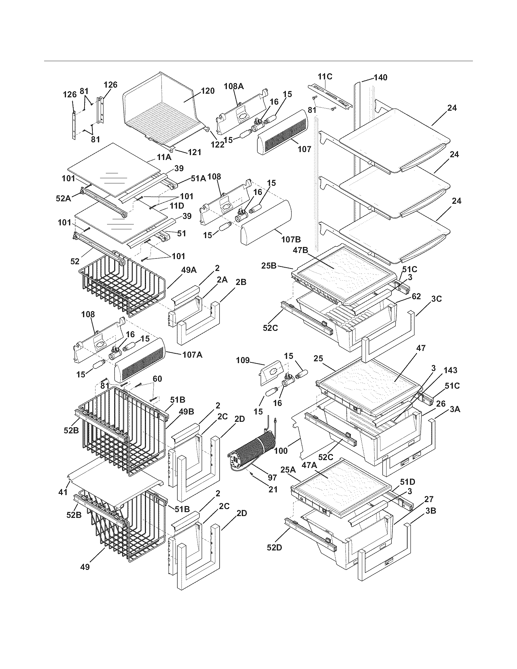 Electrolux EI26SS30JB0 shelves diagram
