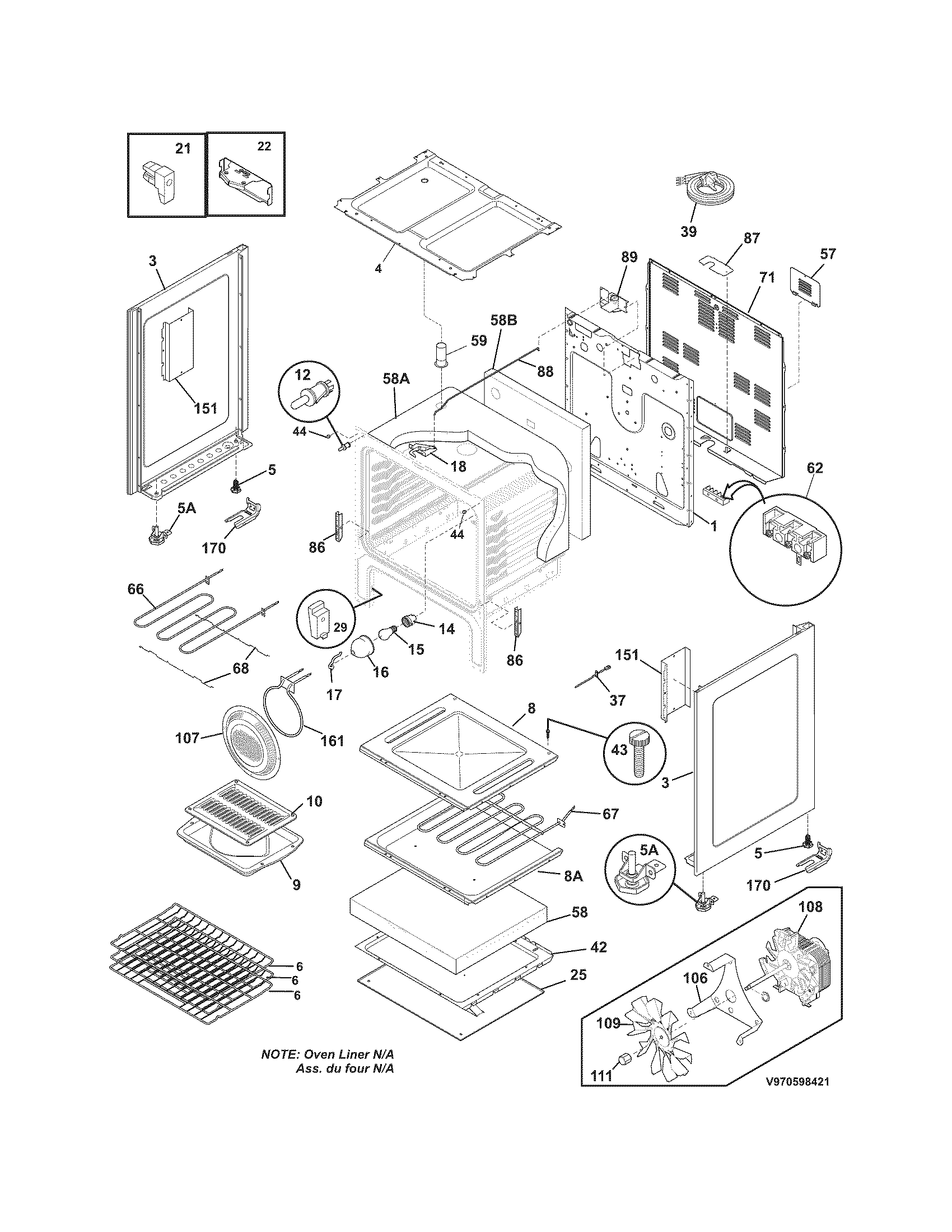 Kenmore 970598421 body diagram